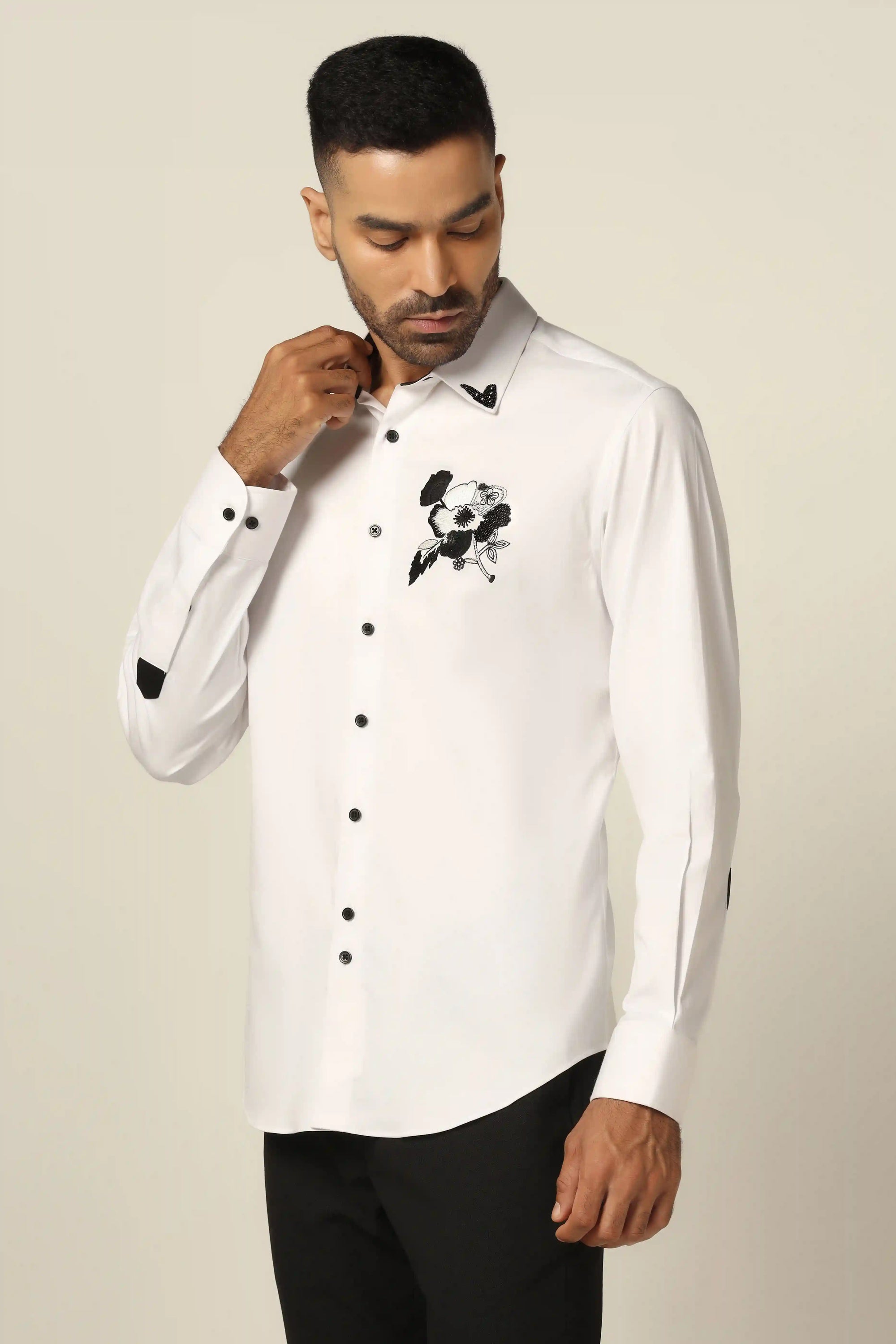 Elevate your fashion game with this premium white designer shirt. Shop Now!