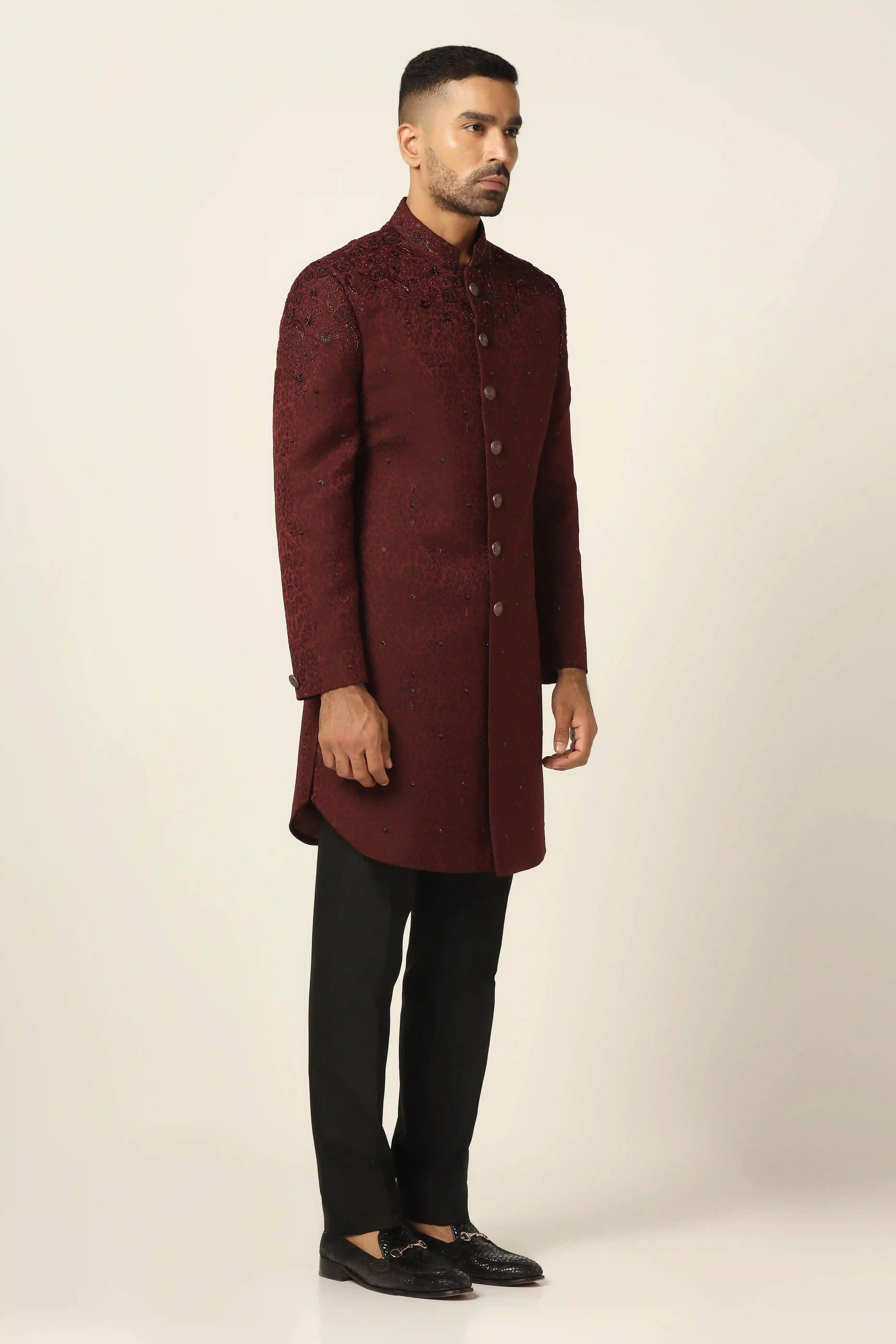 Elevate your style with the Maroon Bandhgala Set, perfect for every celebration. Shop Now!