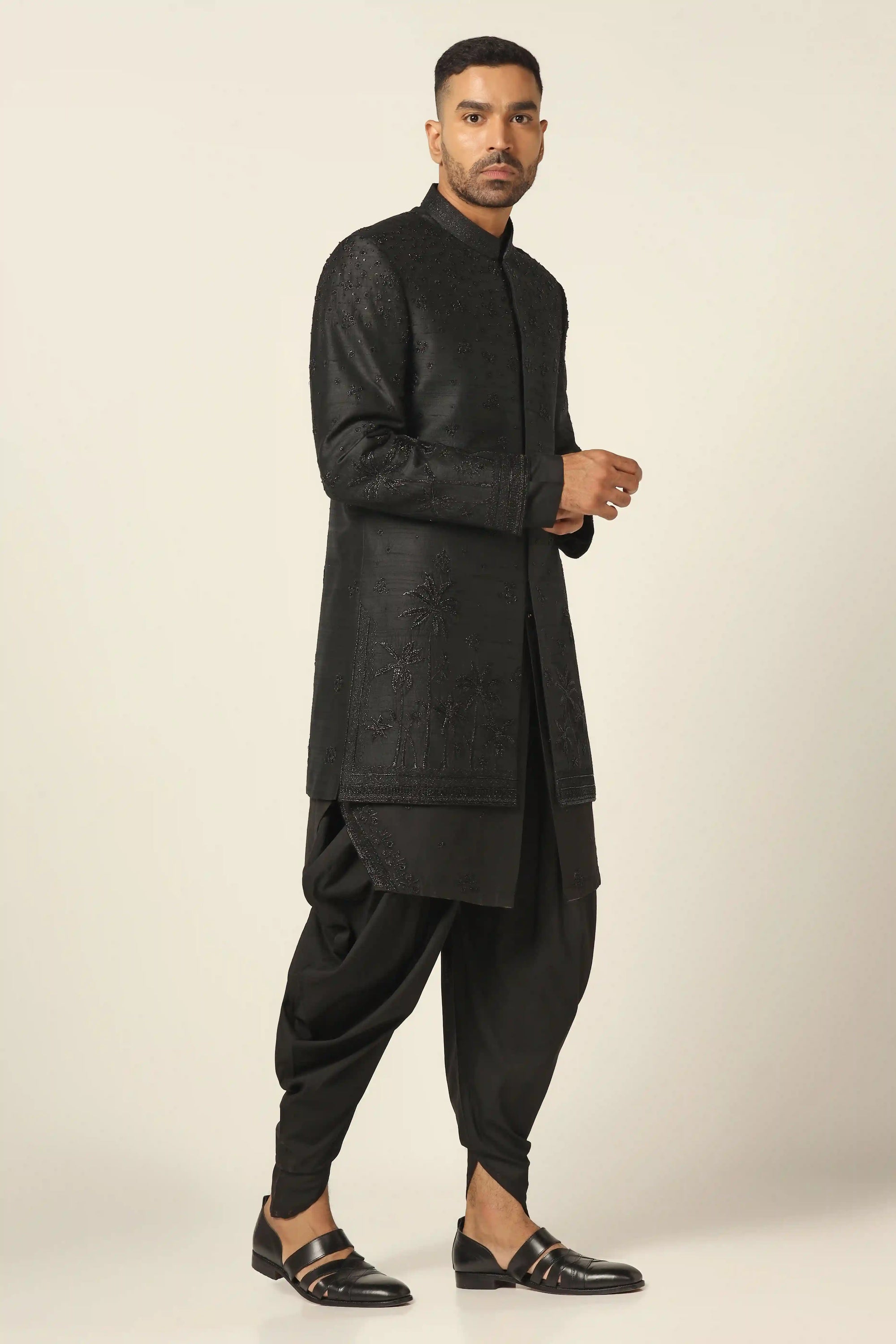 Elevate your style with the Black Indowestern set. Buy Now!