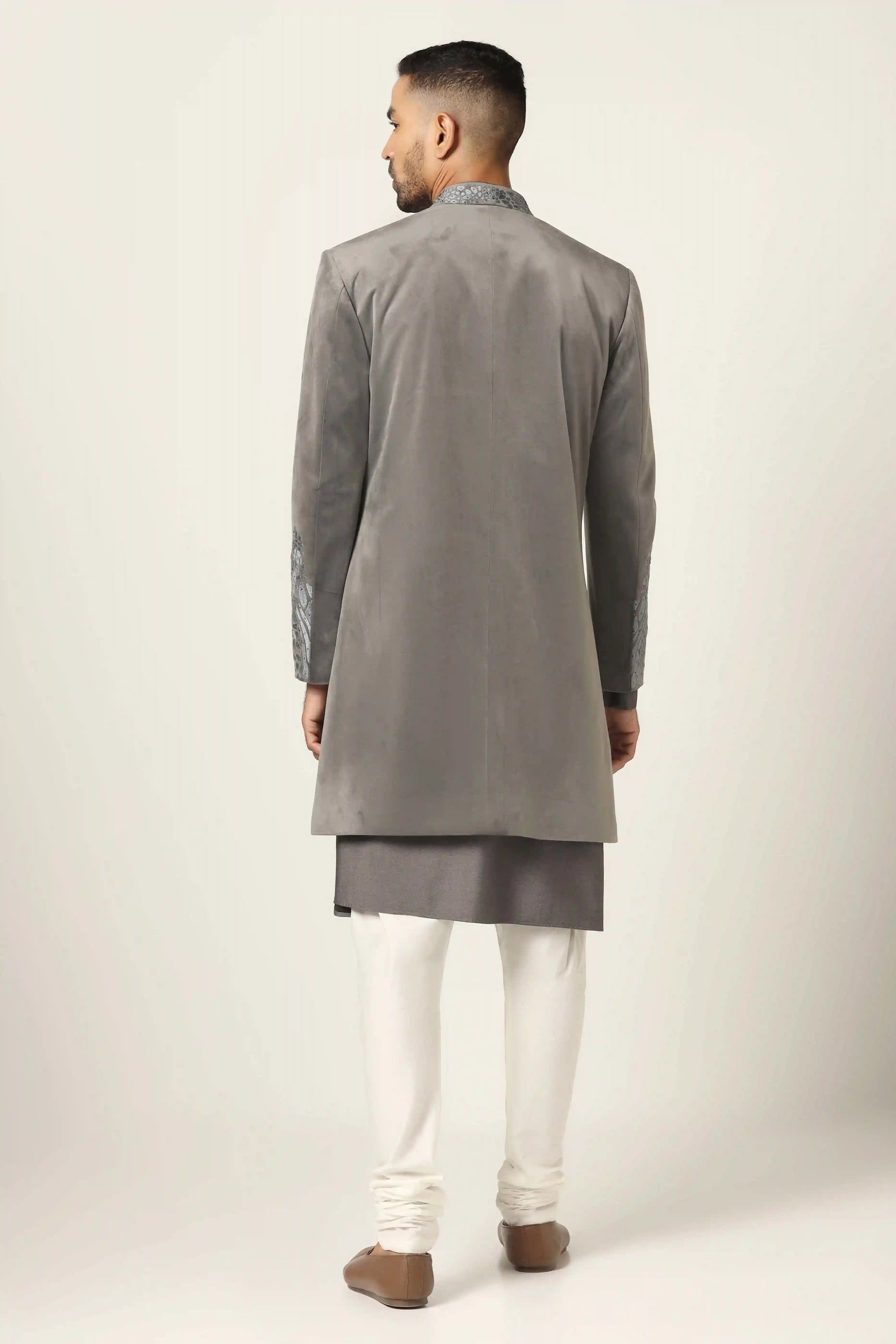 Redefine elegance with the Grey Mens Indowestern, a blend of classic and modern styles. Shop now!