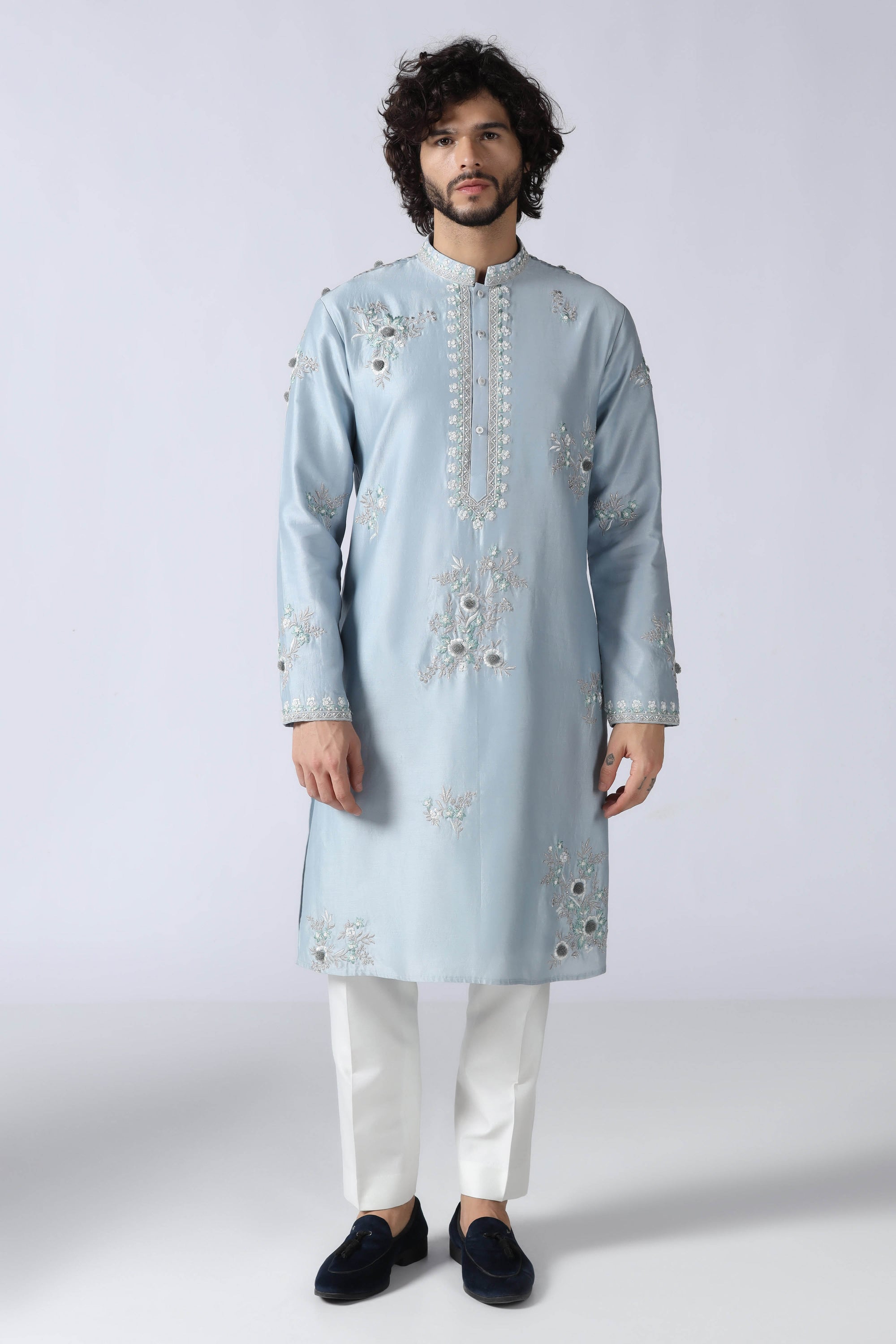 Light Blue Embroidered Kurta Set