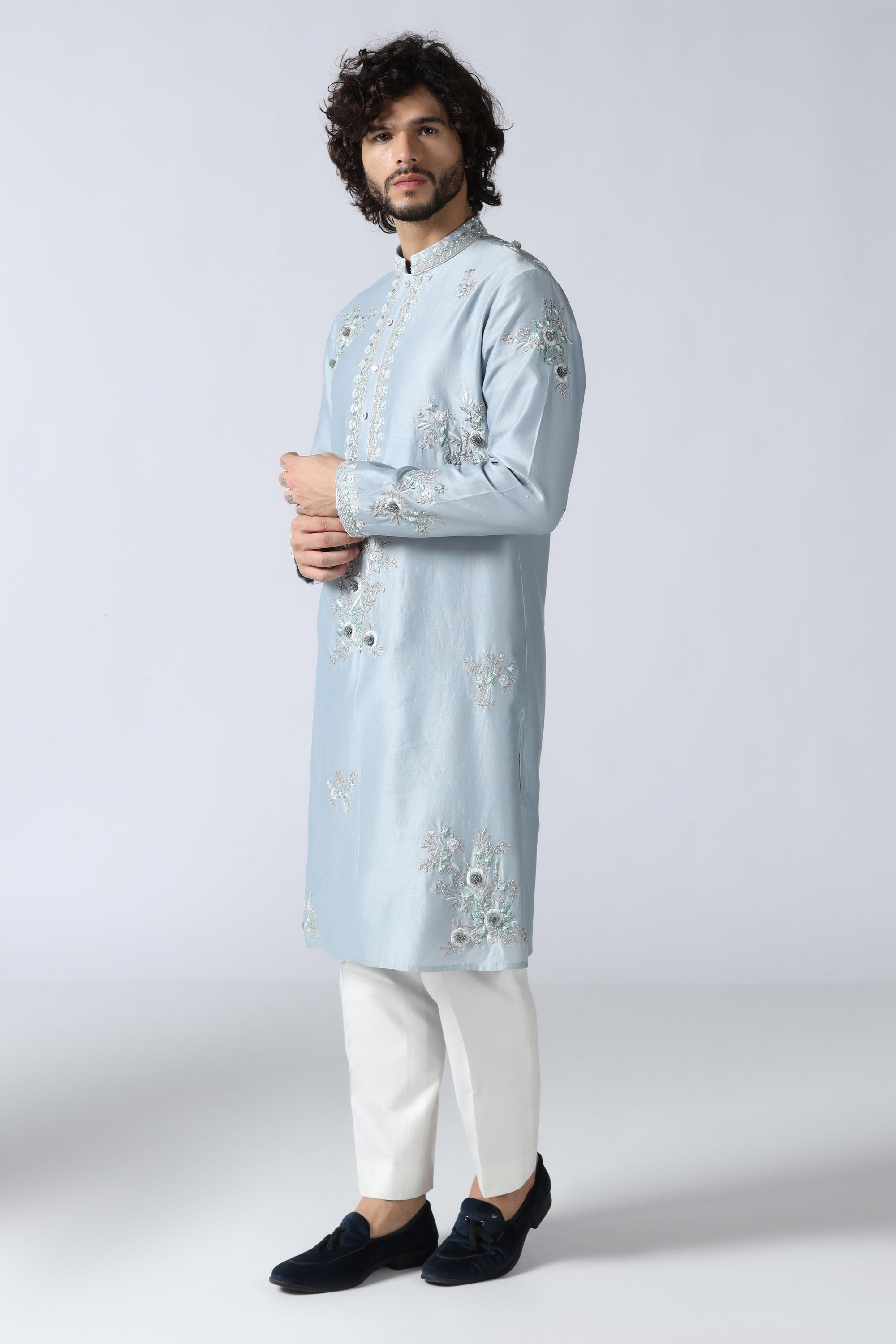 Light Blue Embroidered Kurta Set