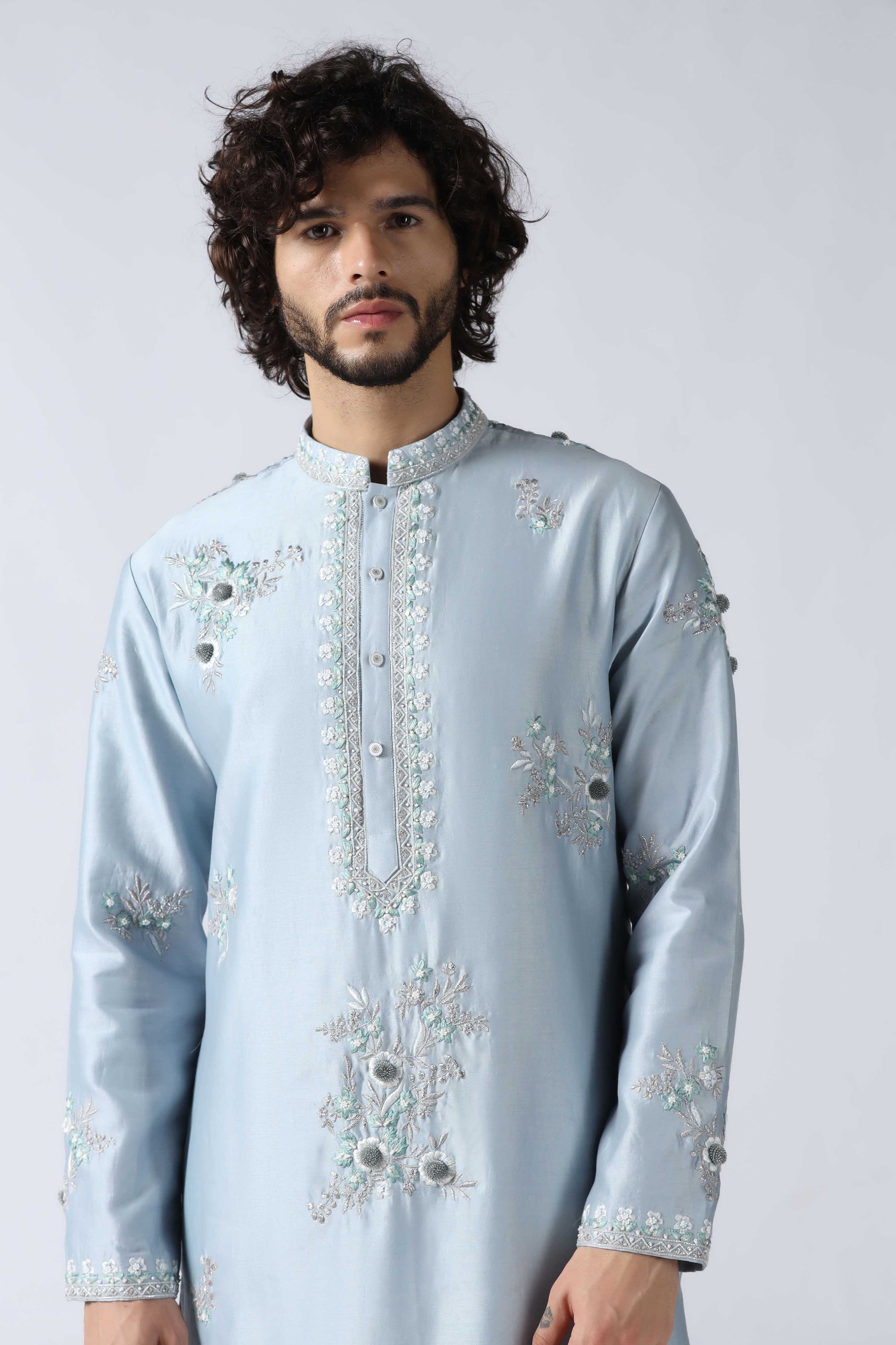 Light Blue Embroidered Kurta Set