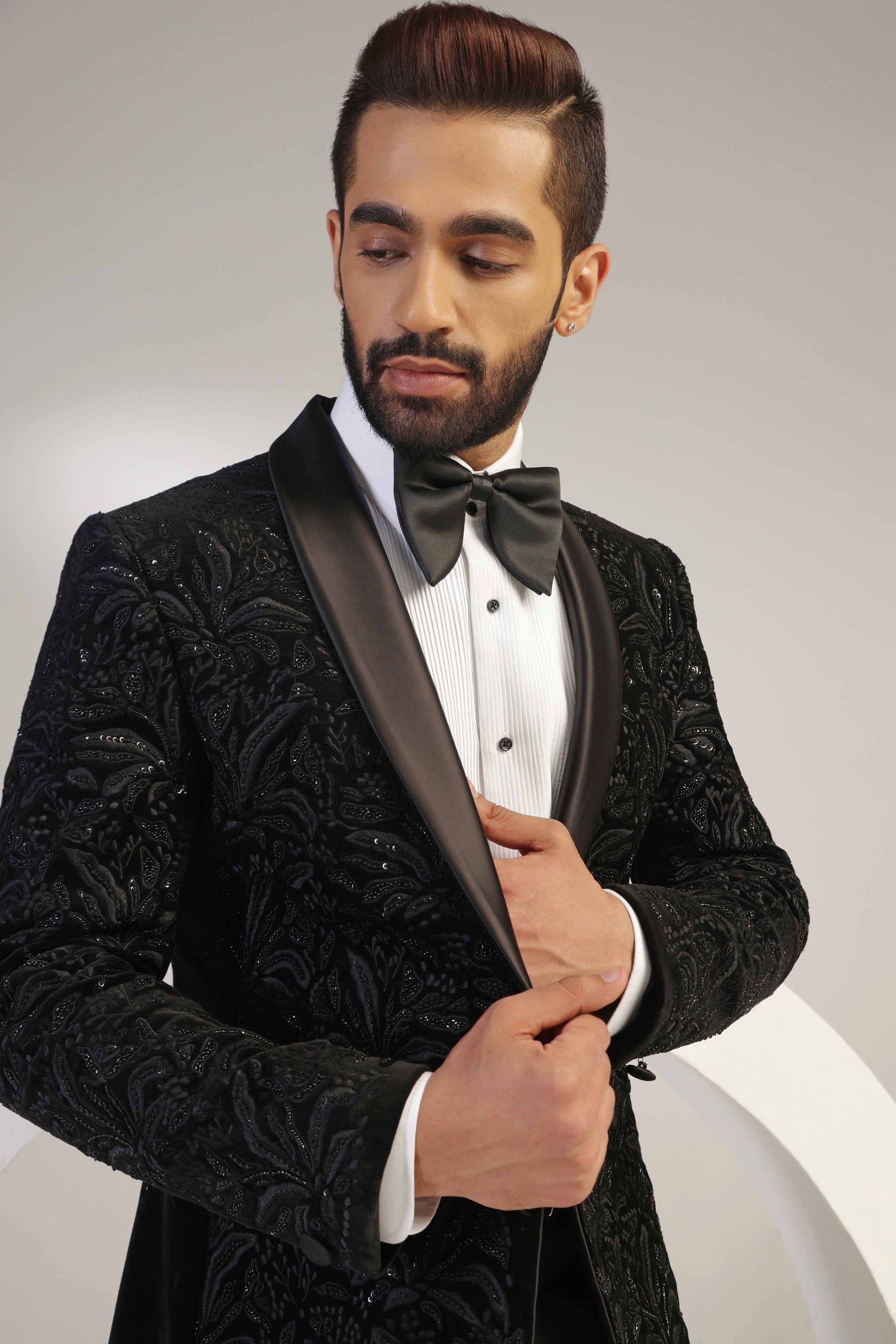 Elevate your formal attire with our Black Velvet Tuxedo. Shop Now!