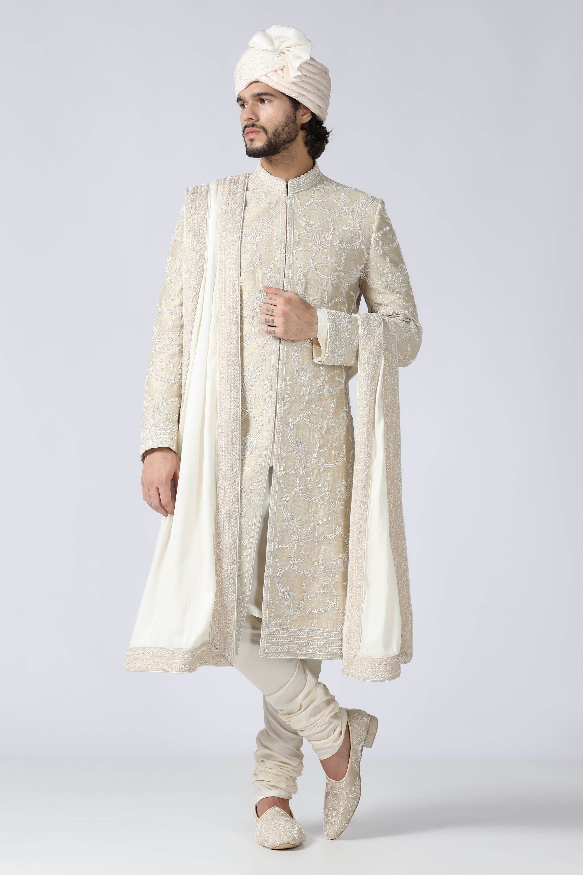 Beige Tonal Sherwani