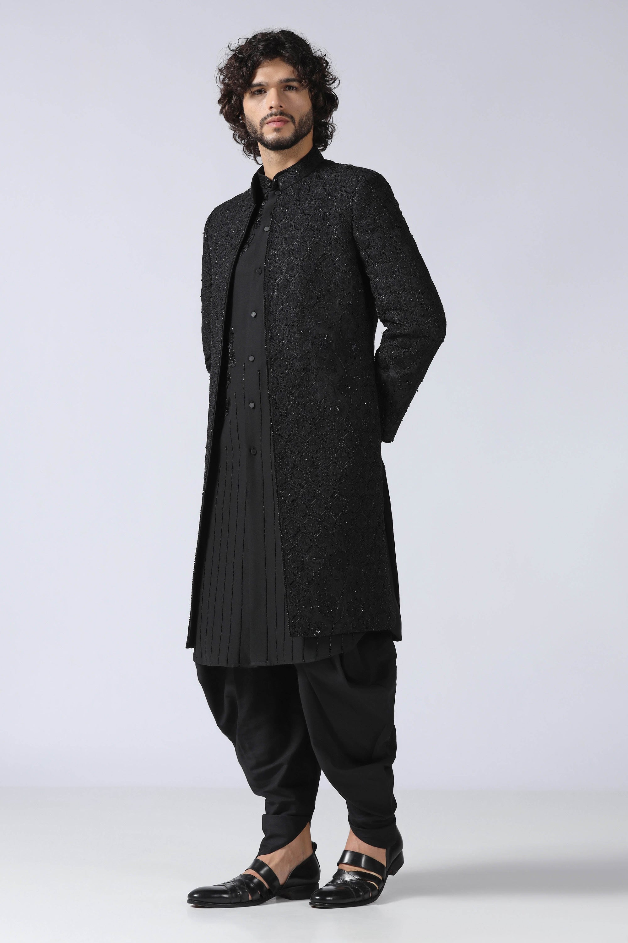 Black Layered Indowestern
