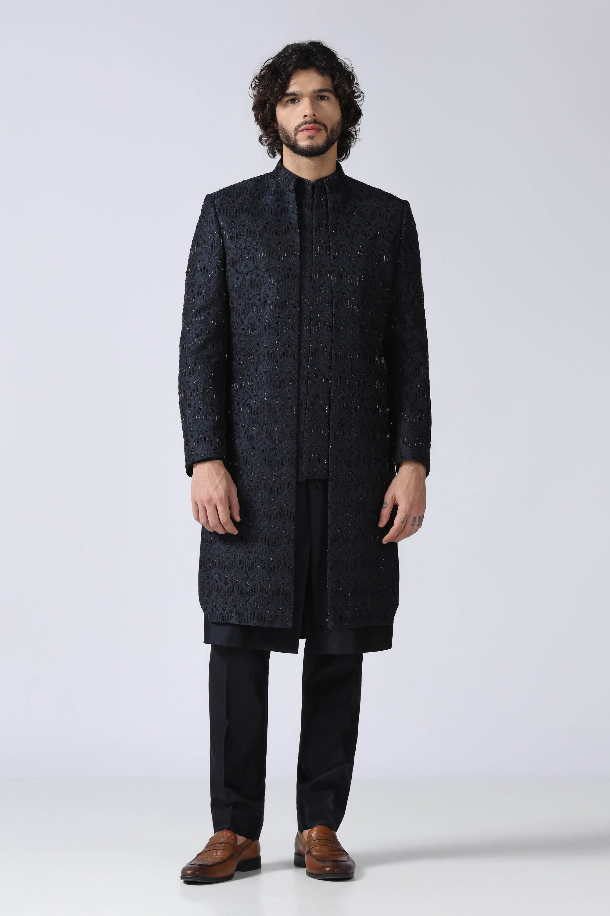 Navy Layered Indowestern
