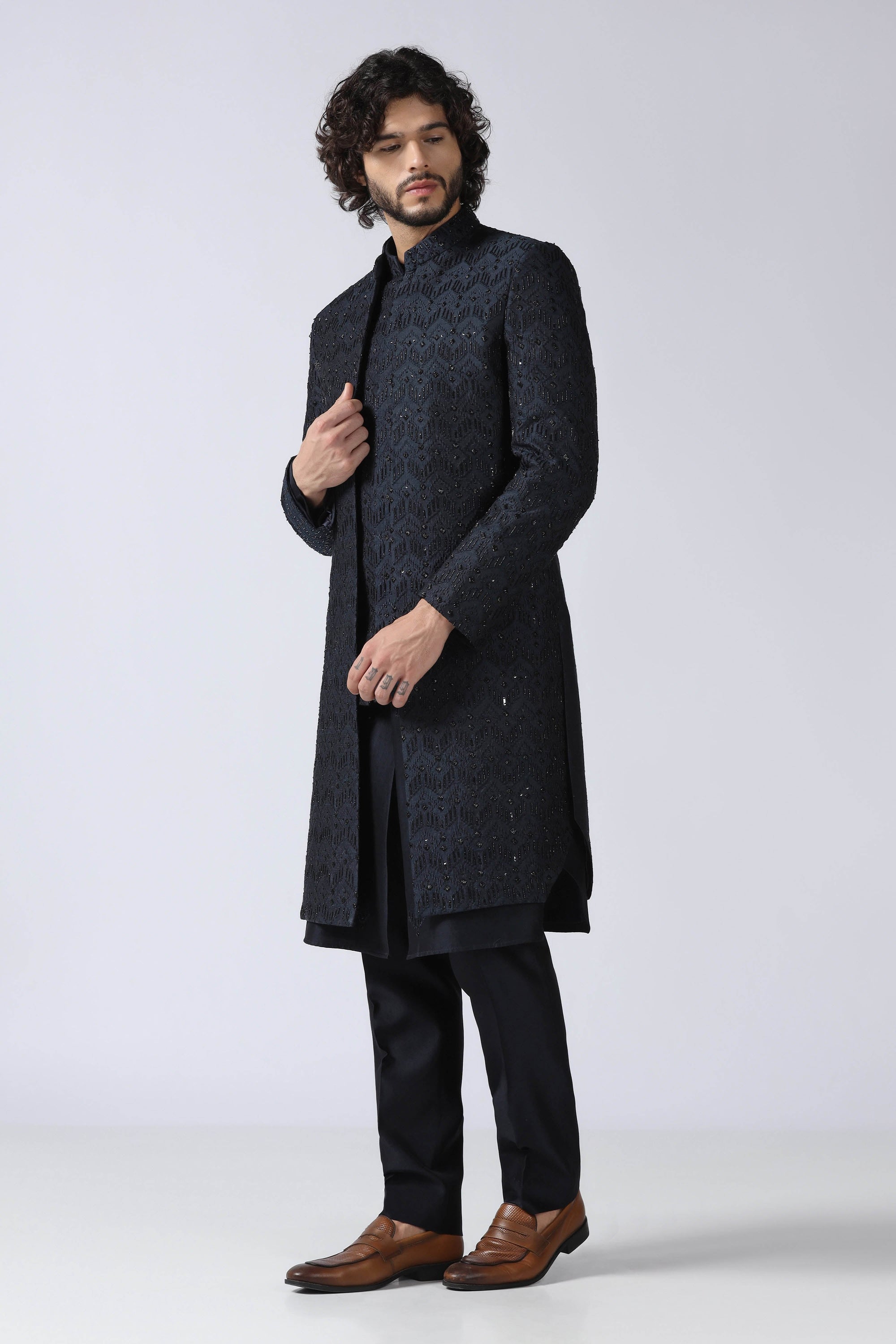 Navy Layered Indowestern