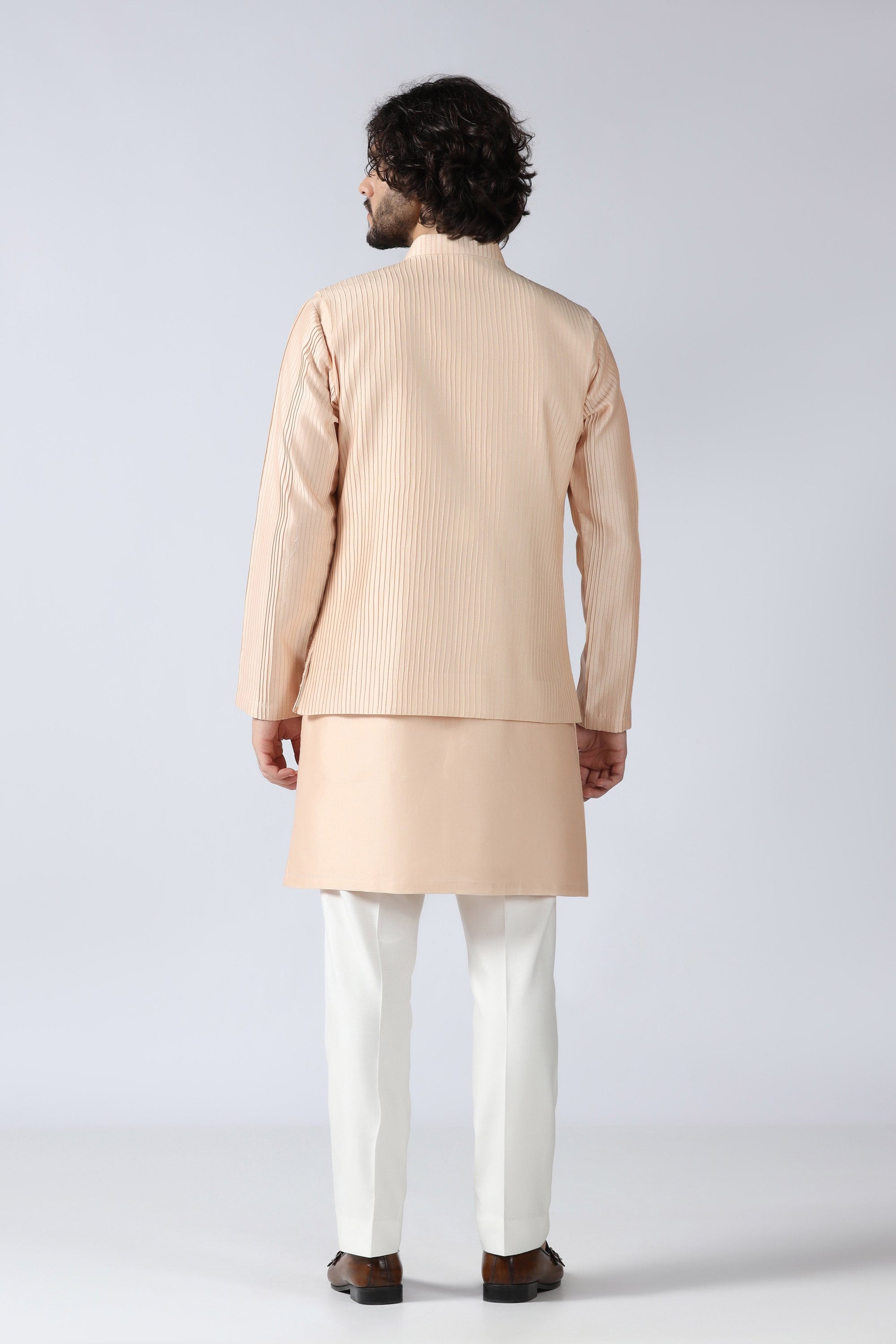 Peach Patchwork Jacket Set