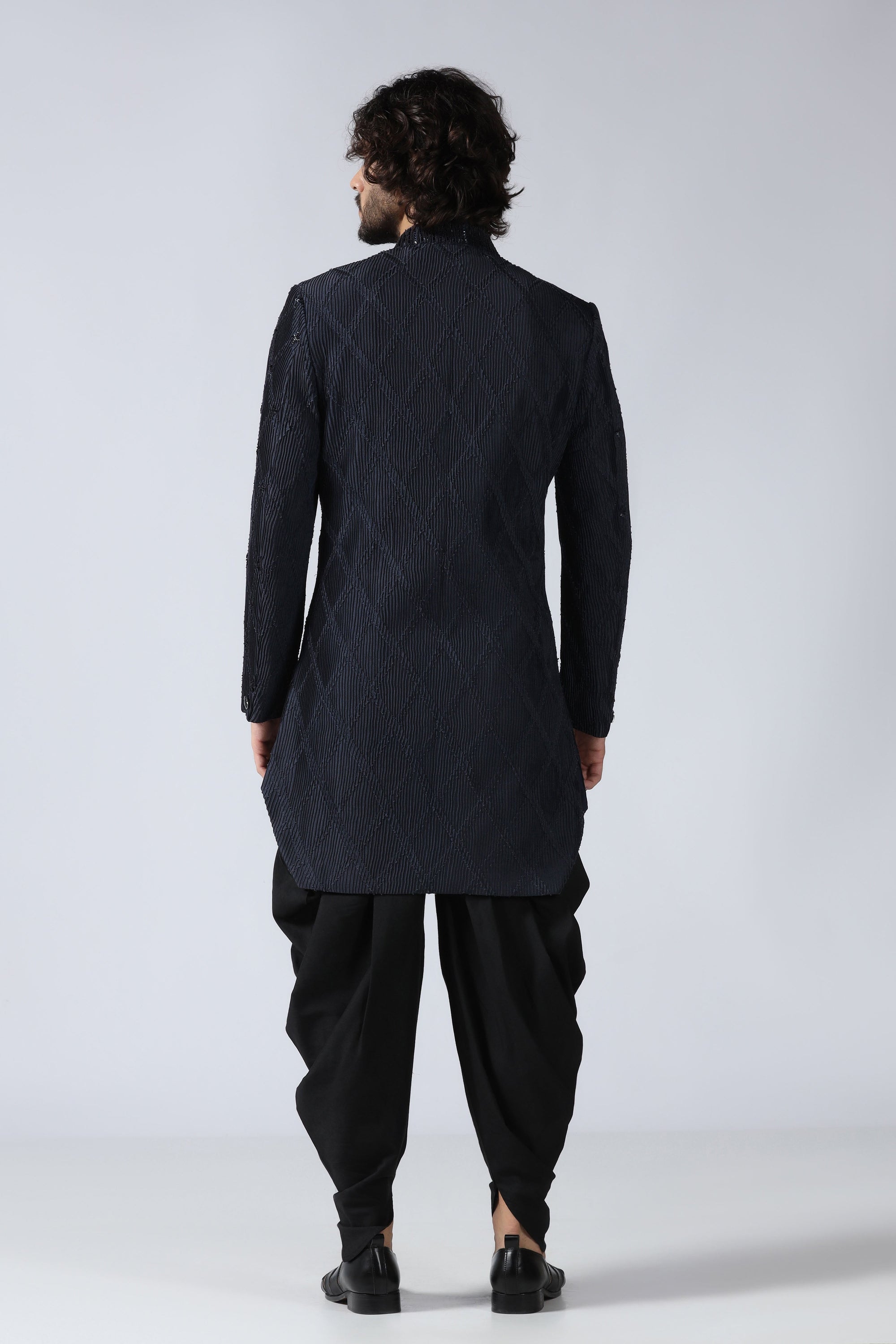 Navy Pintuck Indowestern