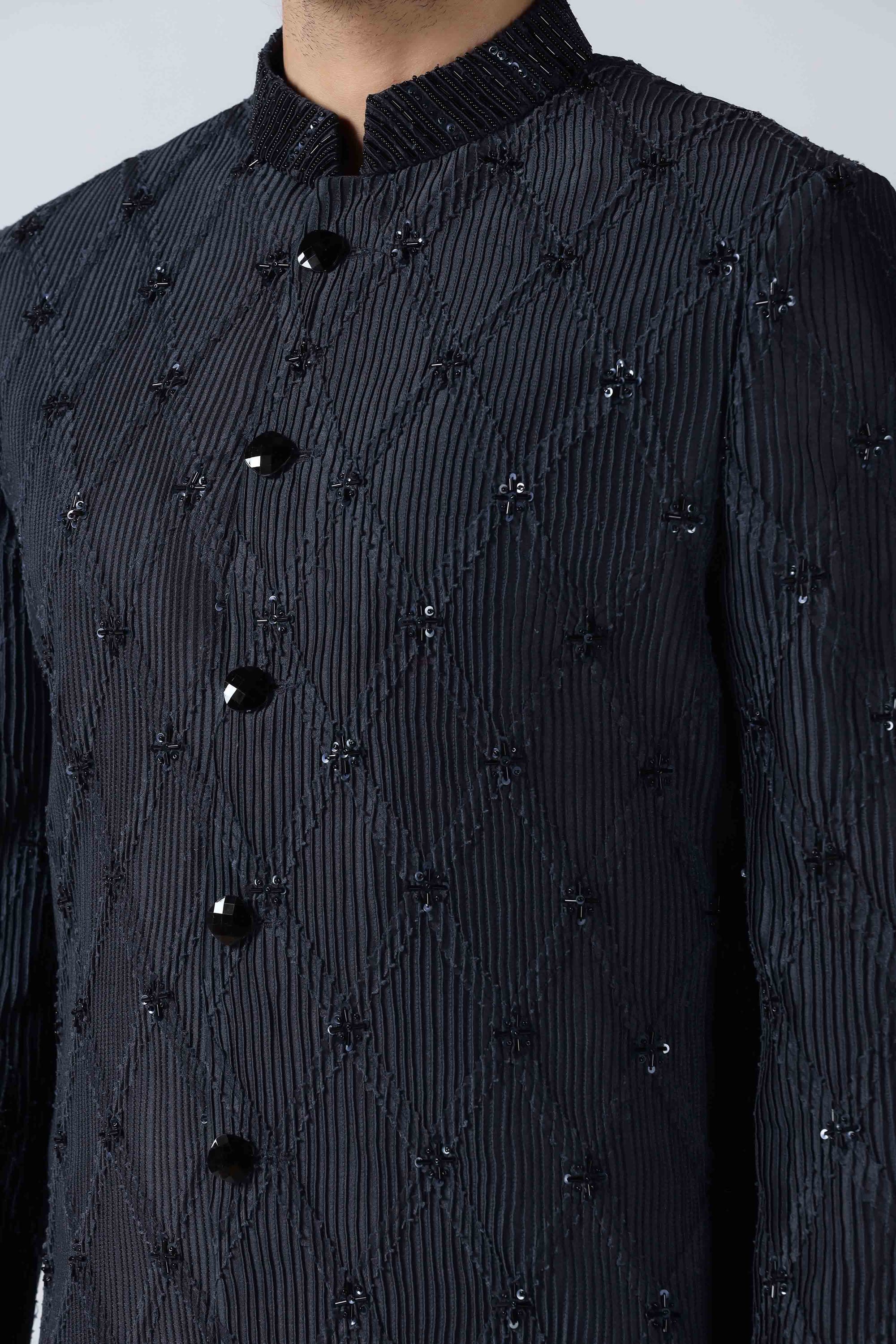 Navy Pintuck Indowestern