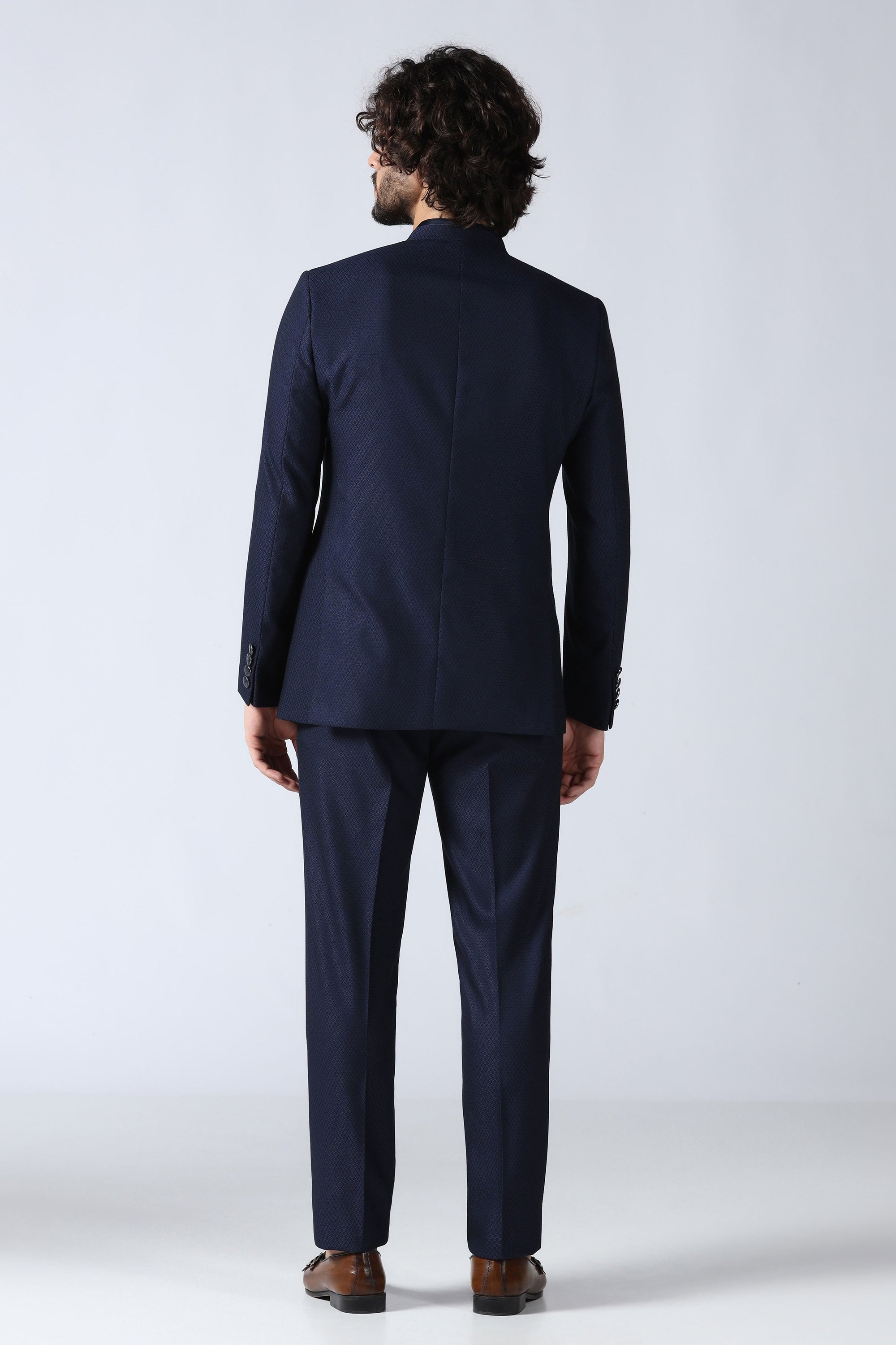 Navy Textured Bandhgala