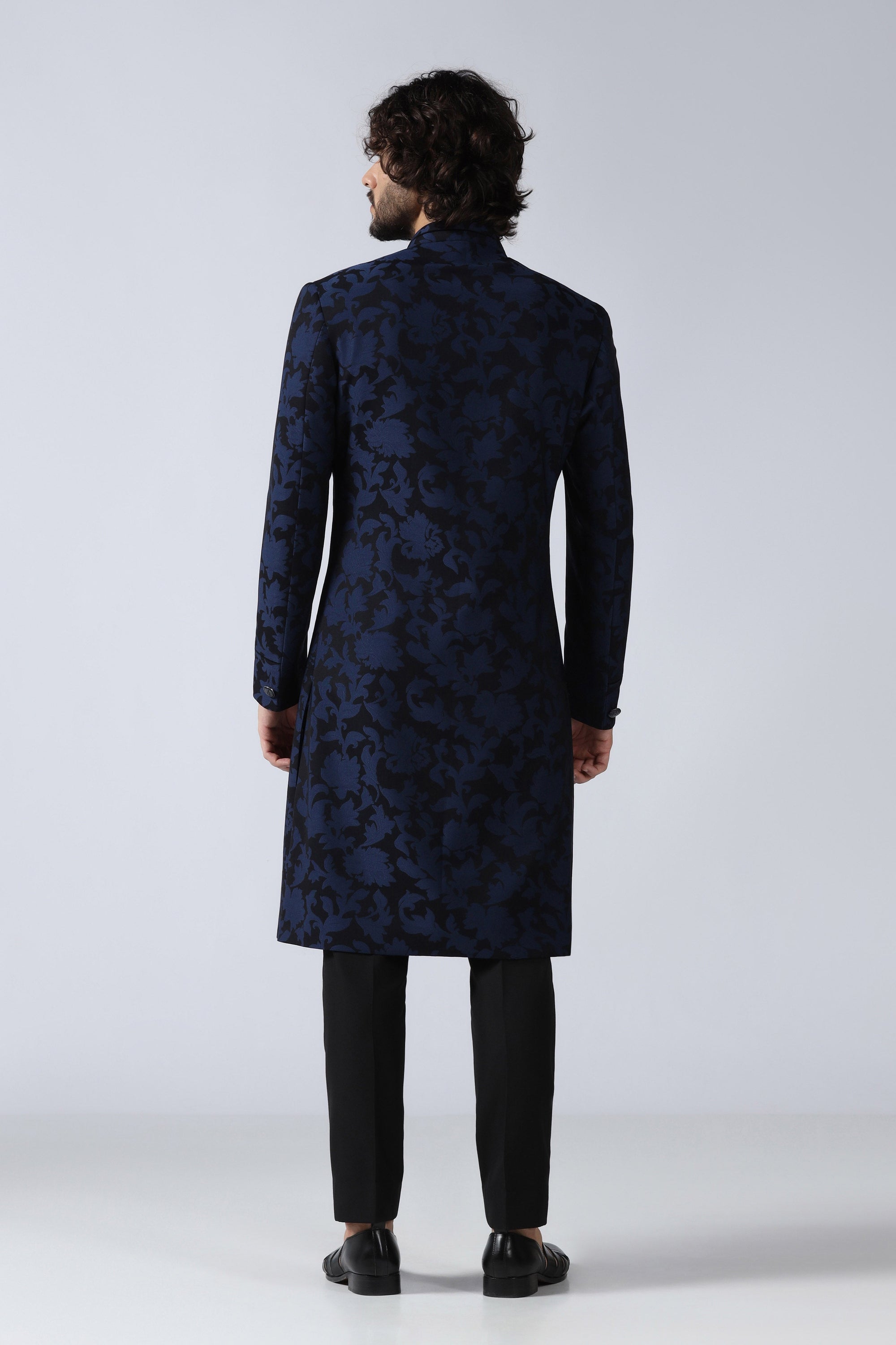 Navy Embroidered Indowestern