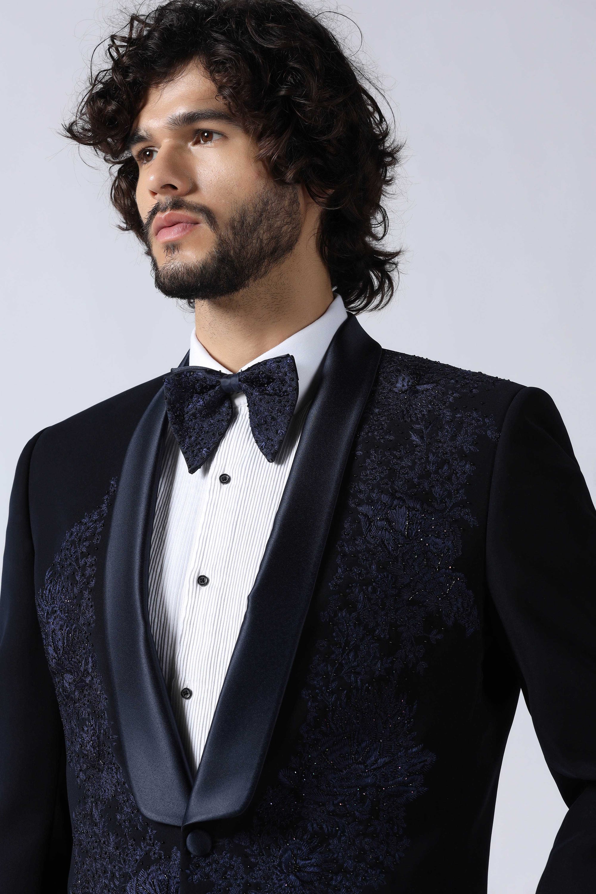 Navy Embroidered Tuxedo
