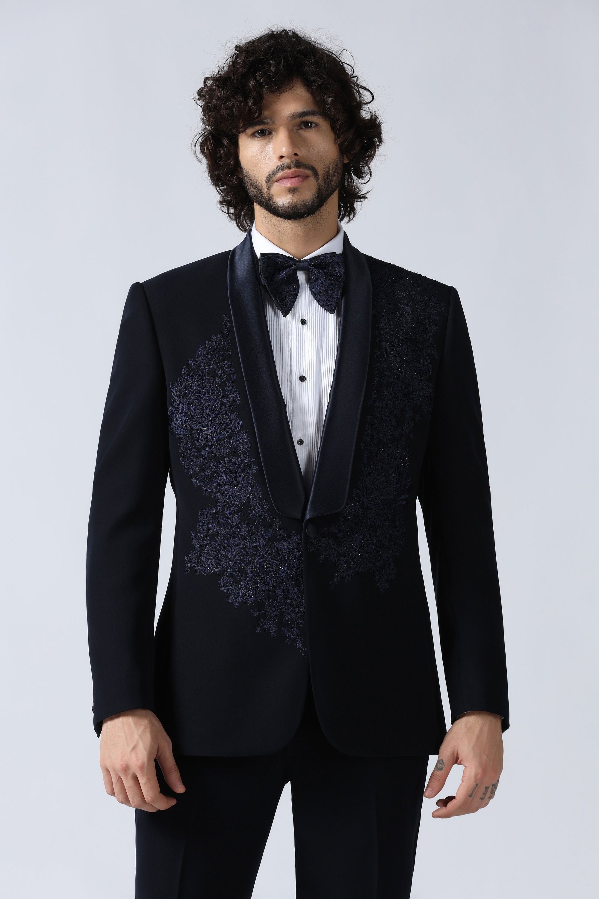 Navy Embroidered Tuxedo