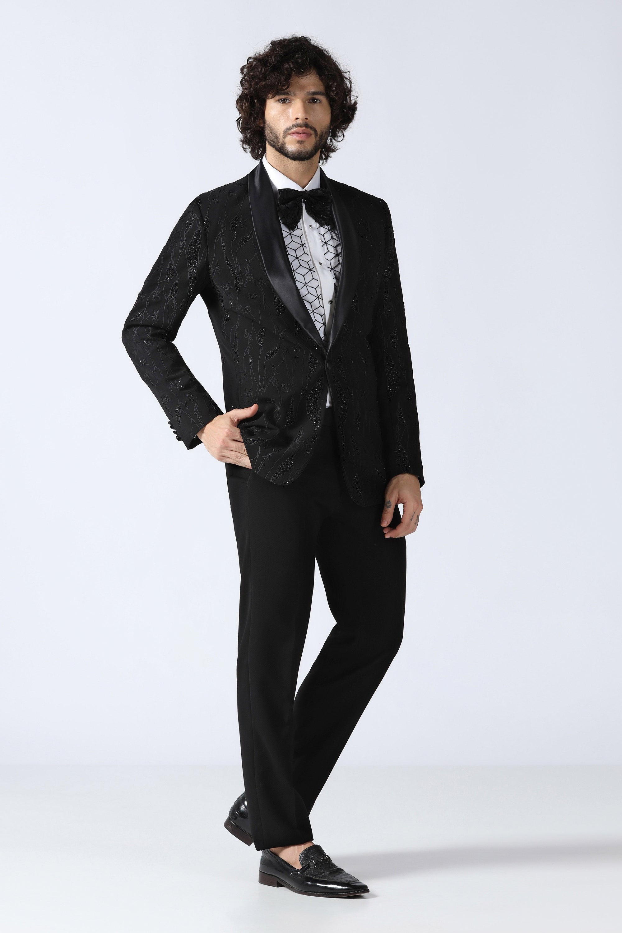 Black Embroidered Tuxedo
