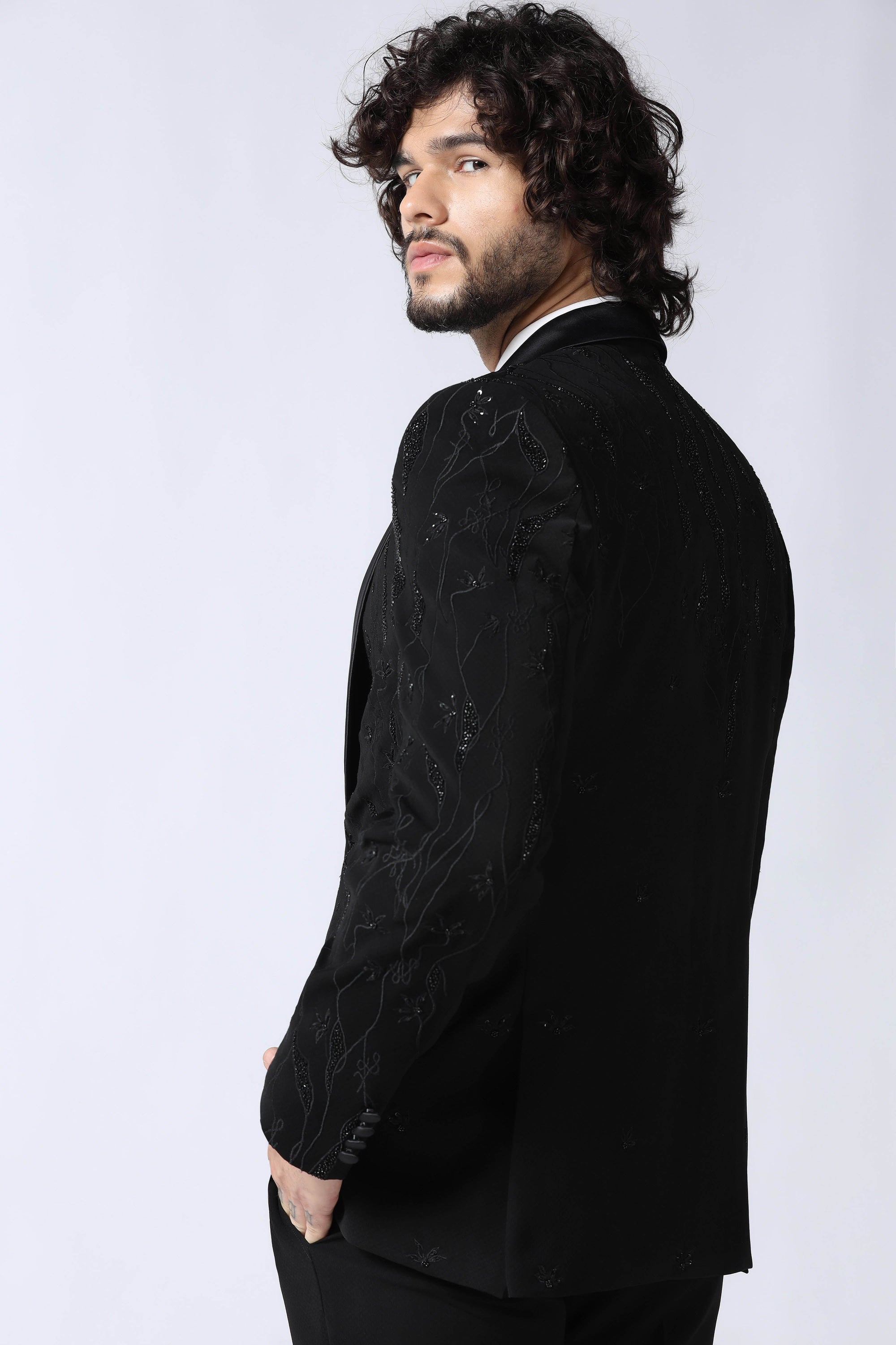 Black Embroidered Tuxedo
