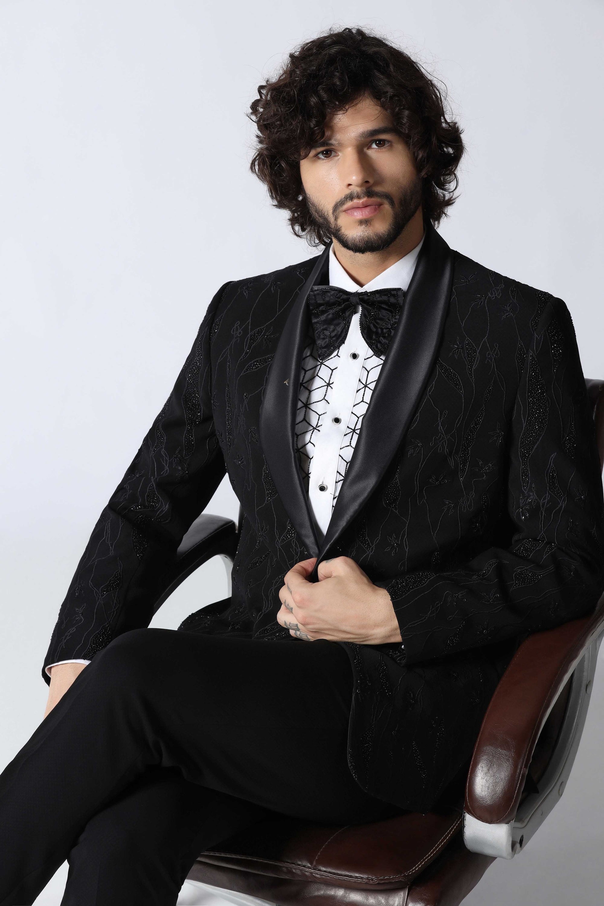 Black Embroidered Tuxedo