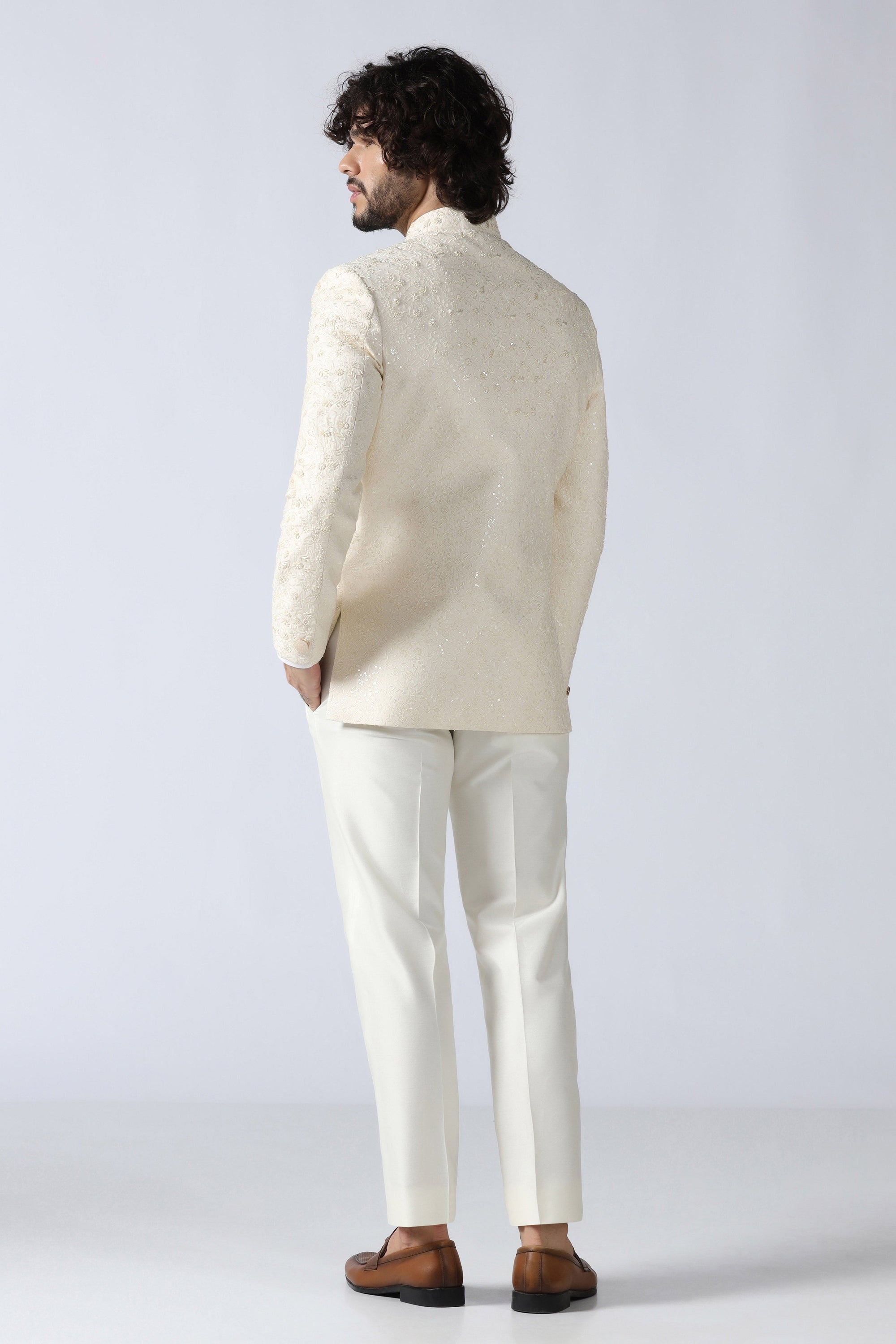 Ivory Embroidered Bandhgala