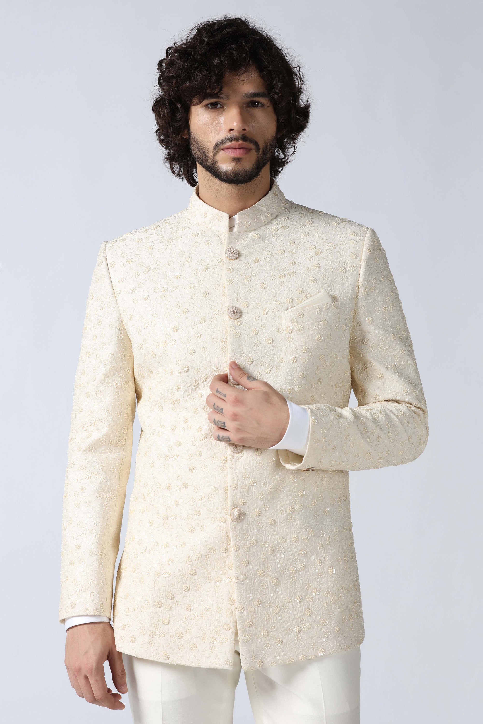 Ivory Embroidered Bandhgala