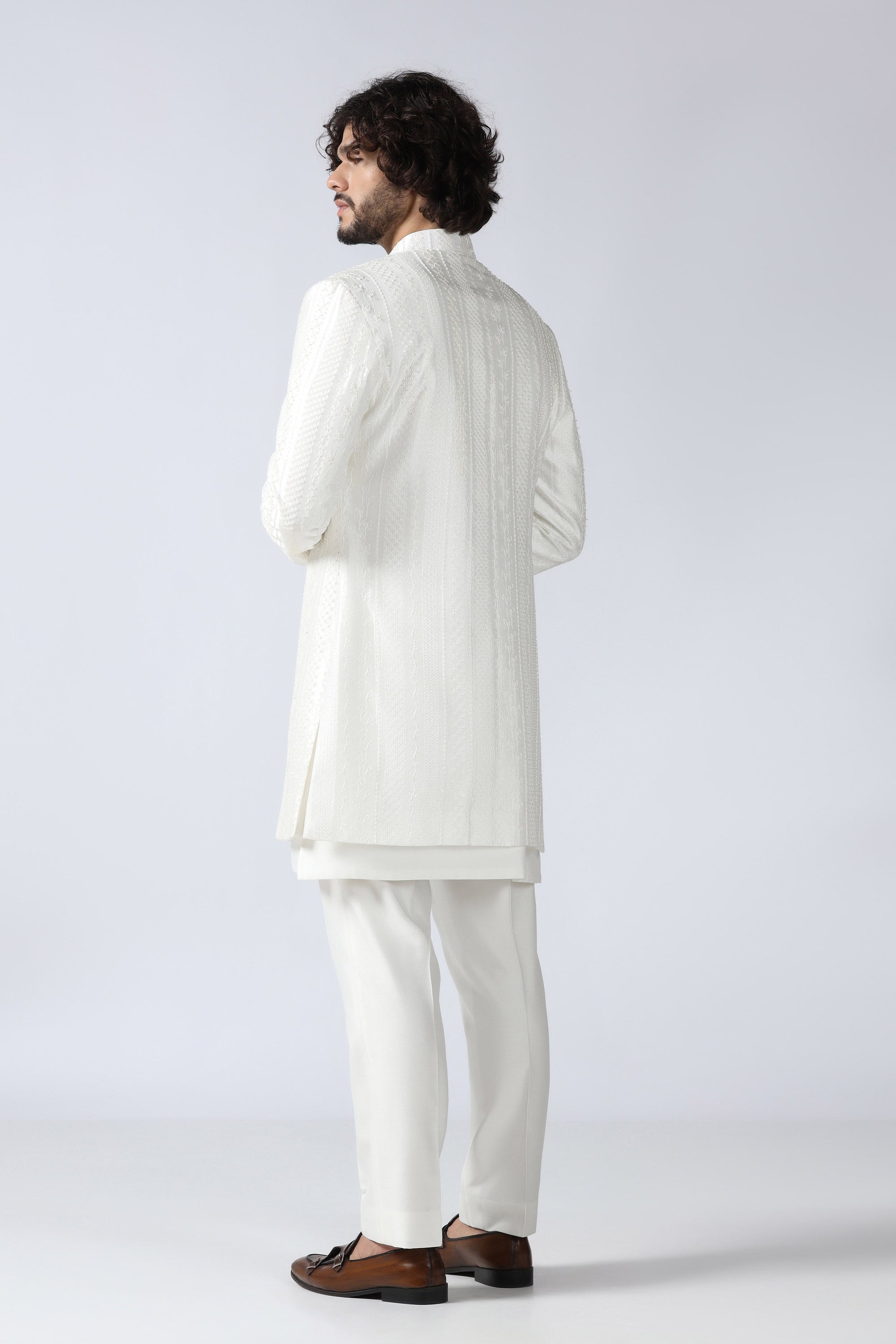 Ivory Embroidered Indowestern