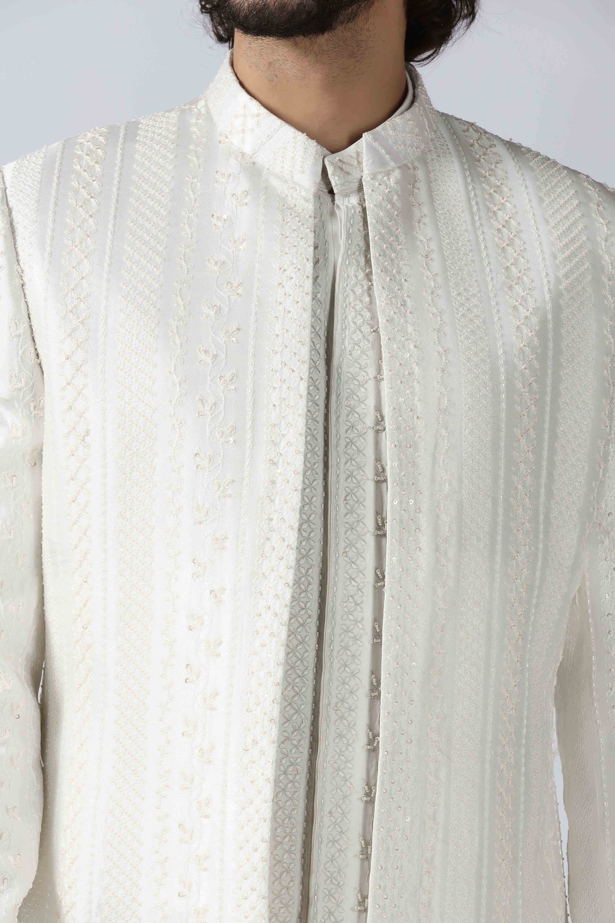 Ivory Embroidered Indowestern