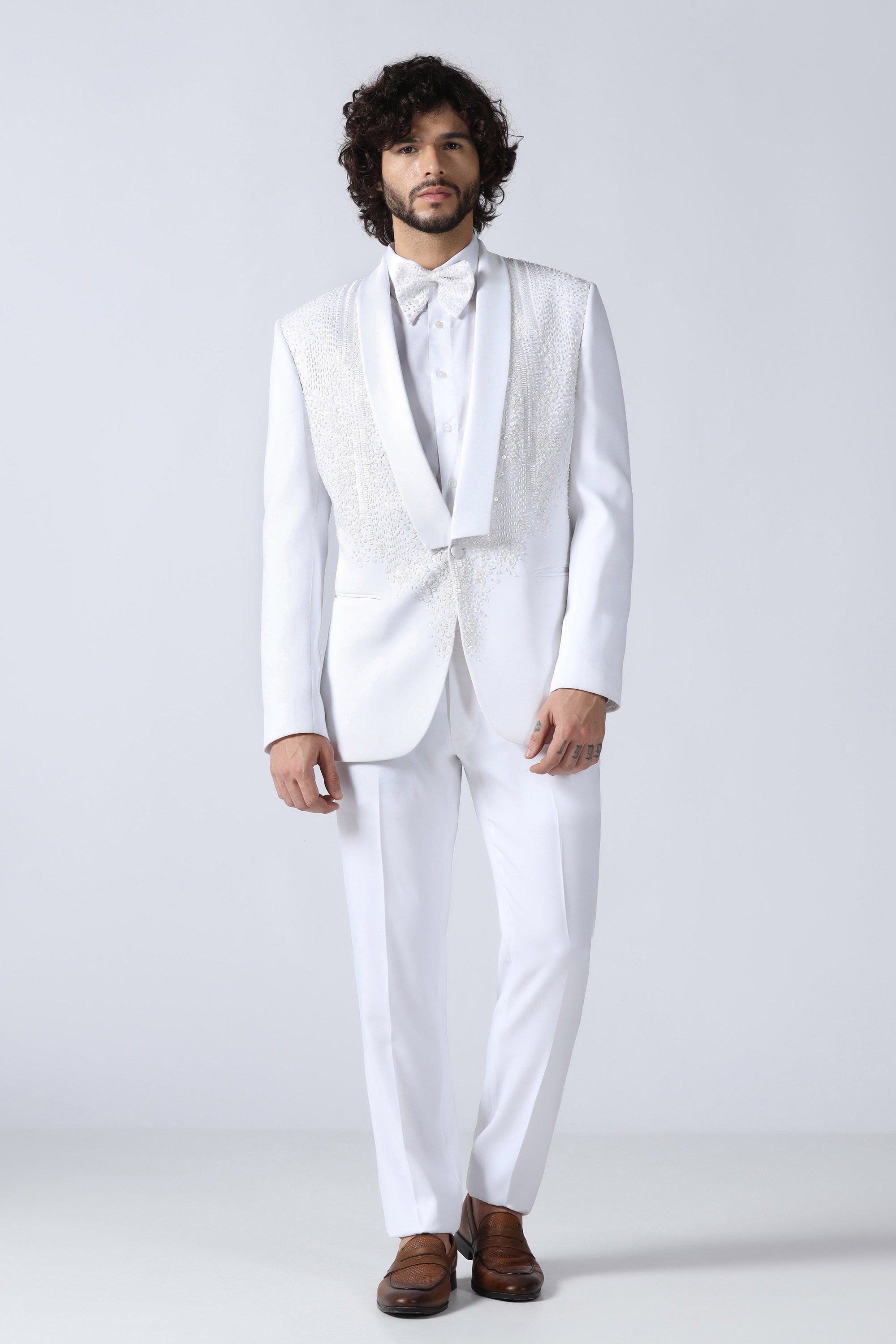White Embroidered Tuxedo