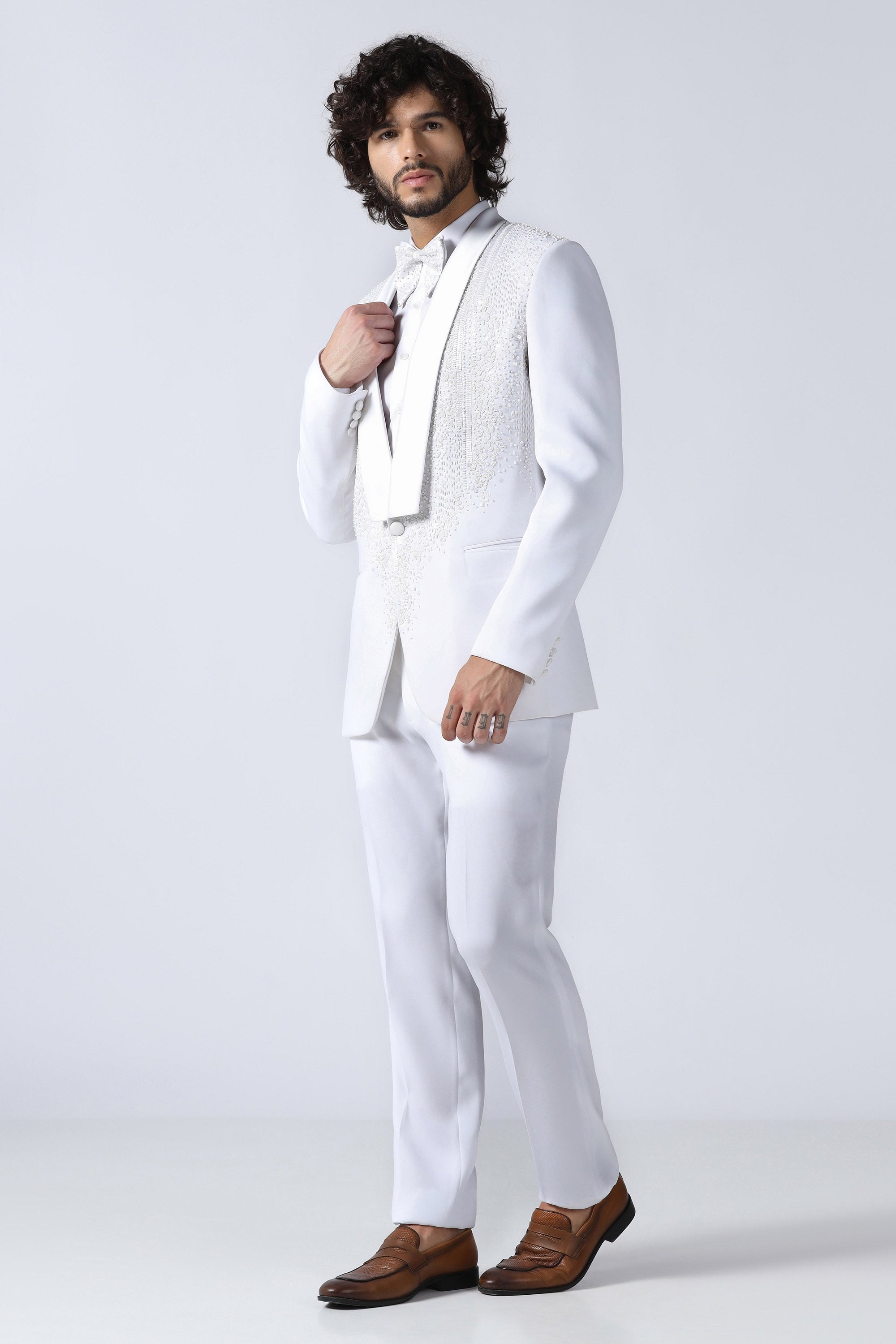 White Embroidered Tuxedo