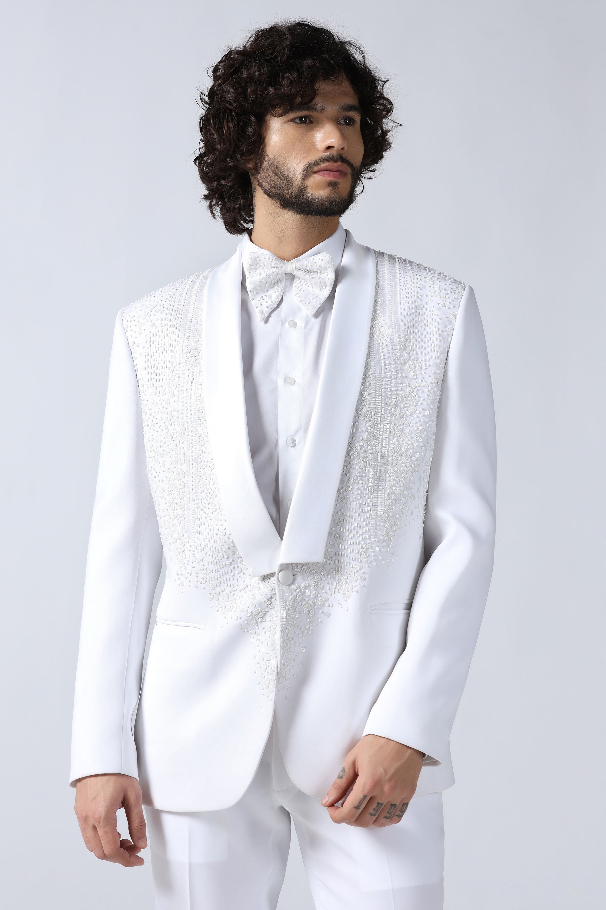White Embroidered Tuxedo
