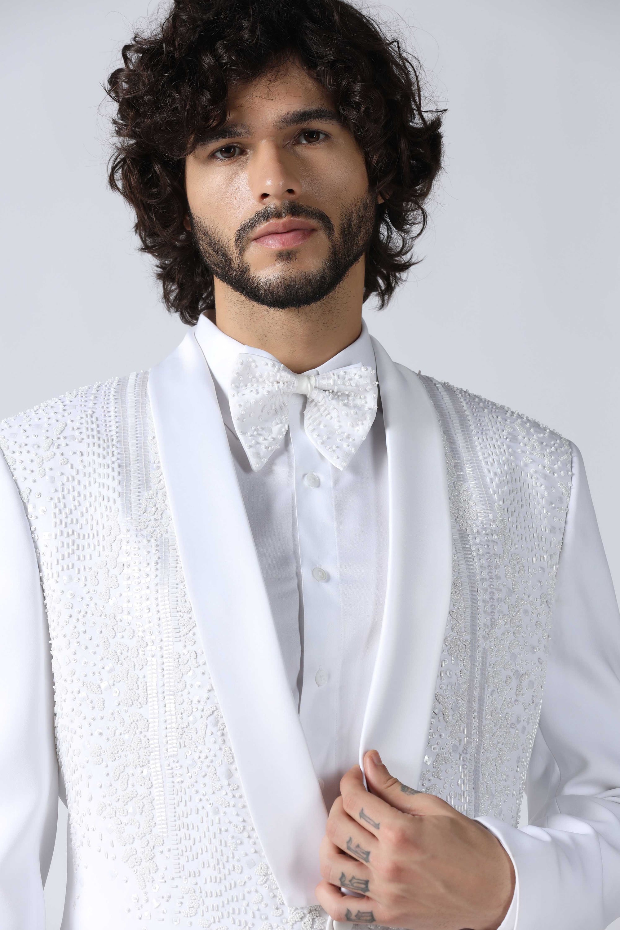 White Embroidered Tuxedo