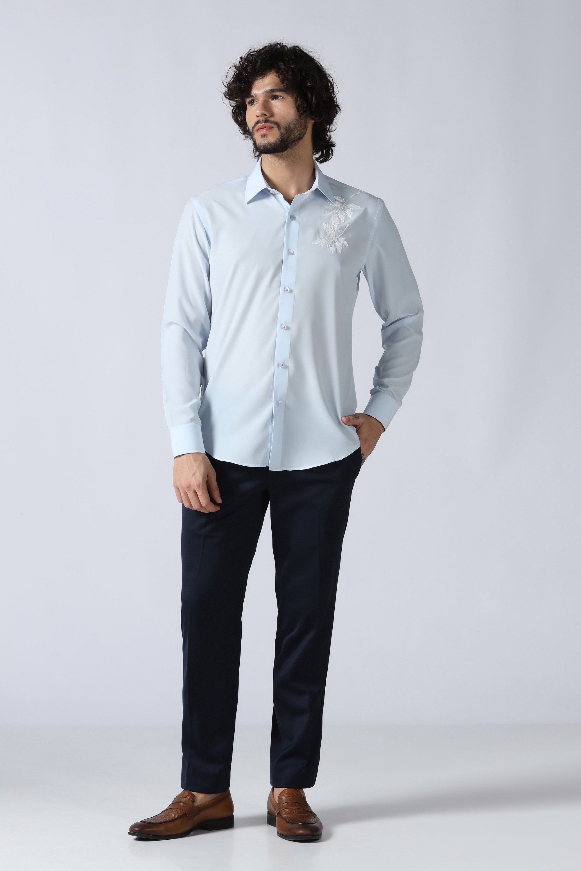 Light Blue Motif Shirt