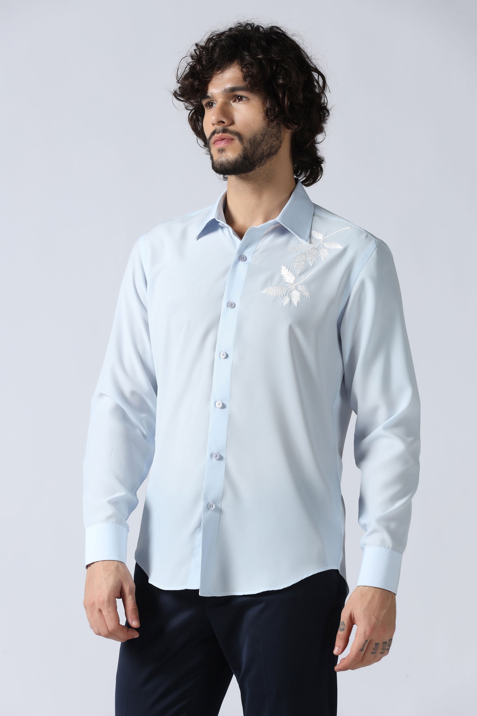 Light Blue Motif Shirt