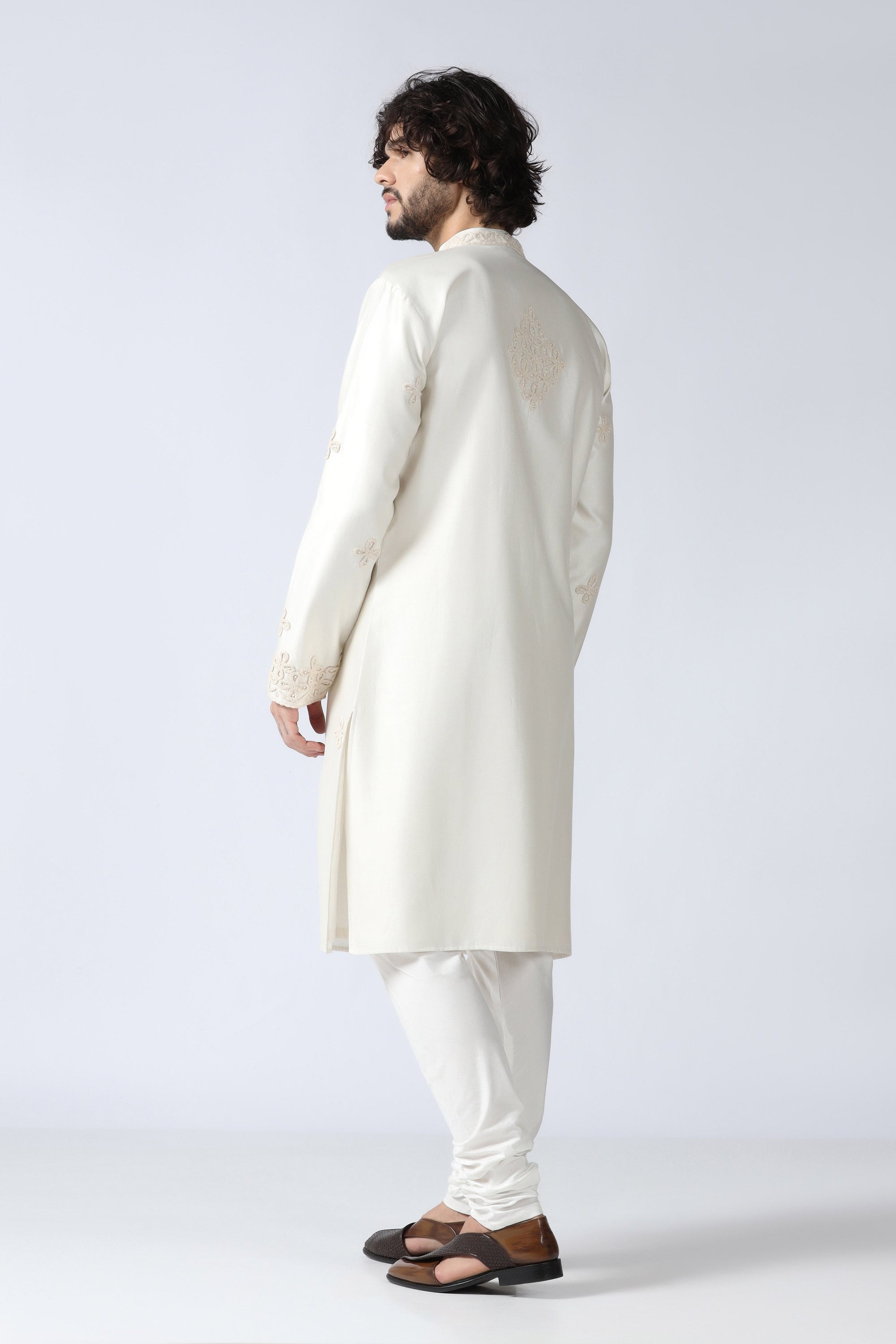 Off-white Embroidered Kurta Set