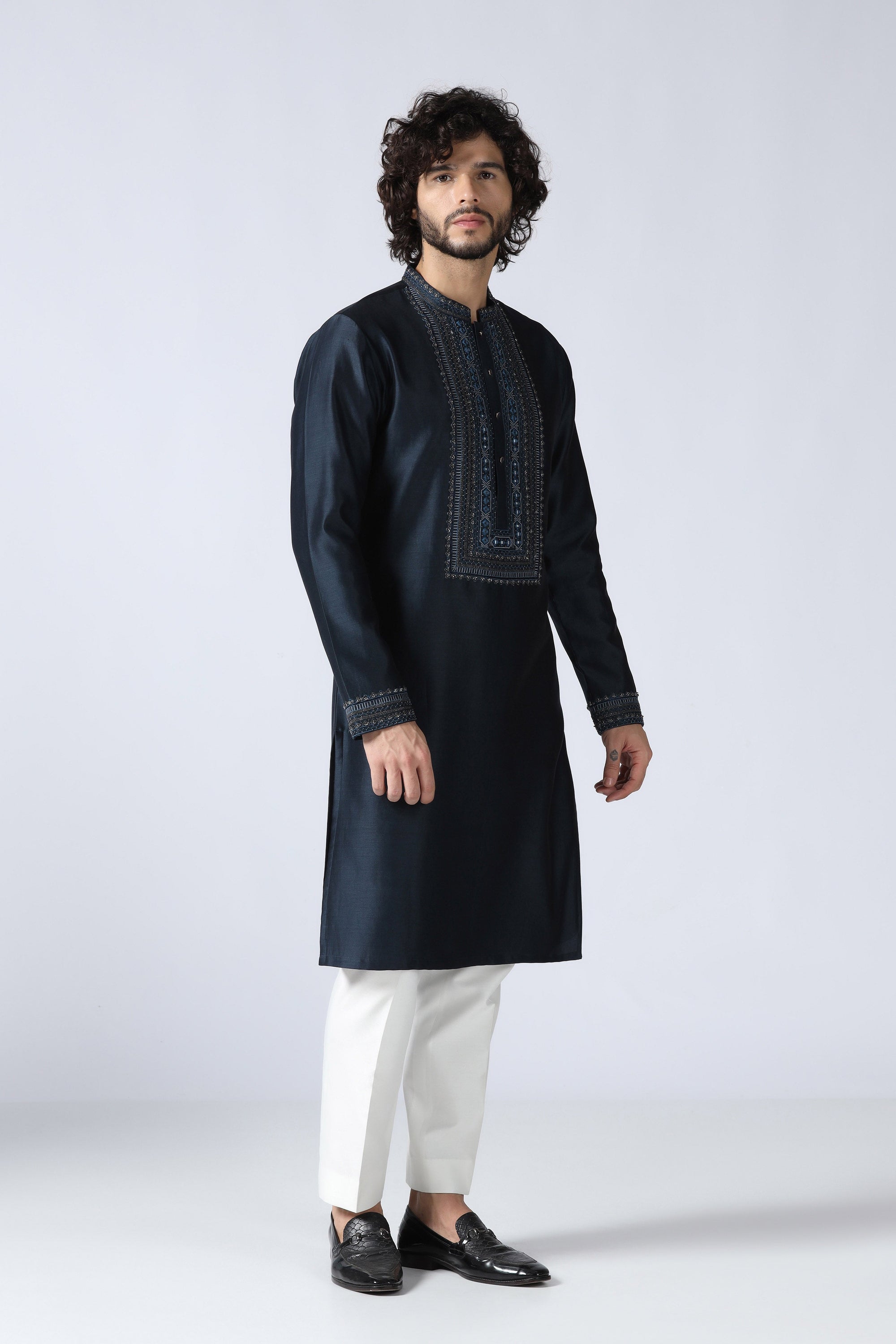 Navy Embroidered Kurta Set