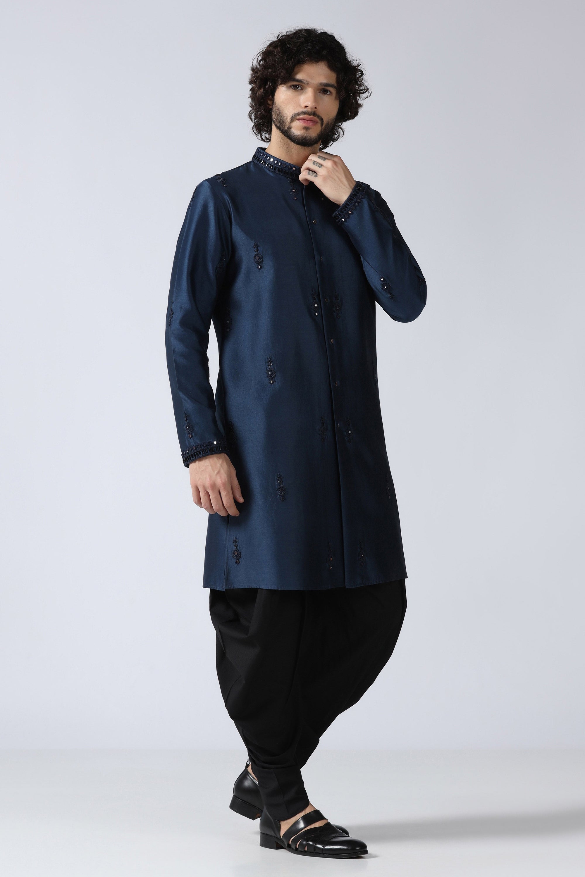 Navy Mirror Kurta