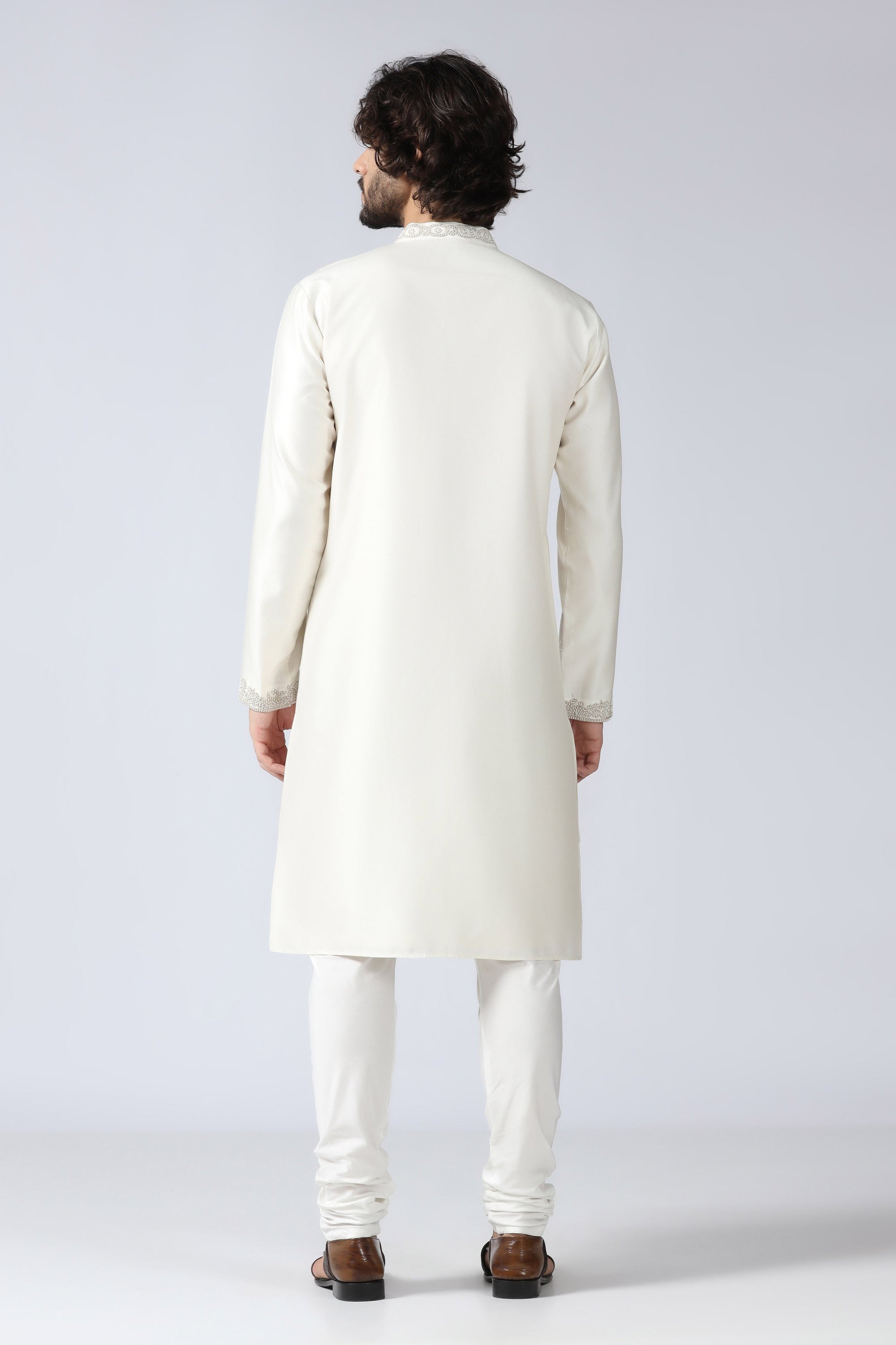 Pearl Embroidered Ivory Kurta