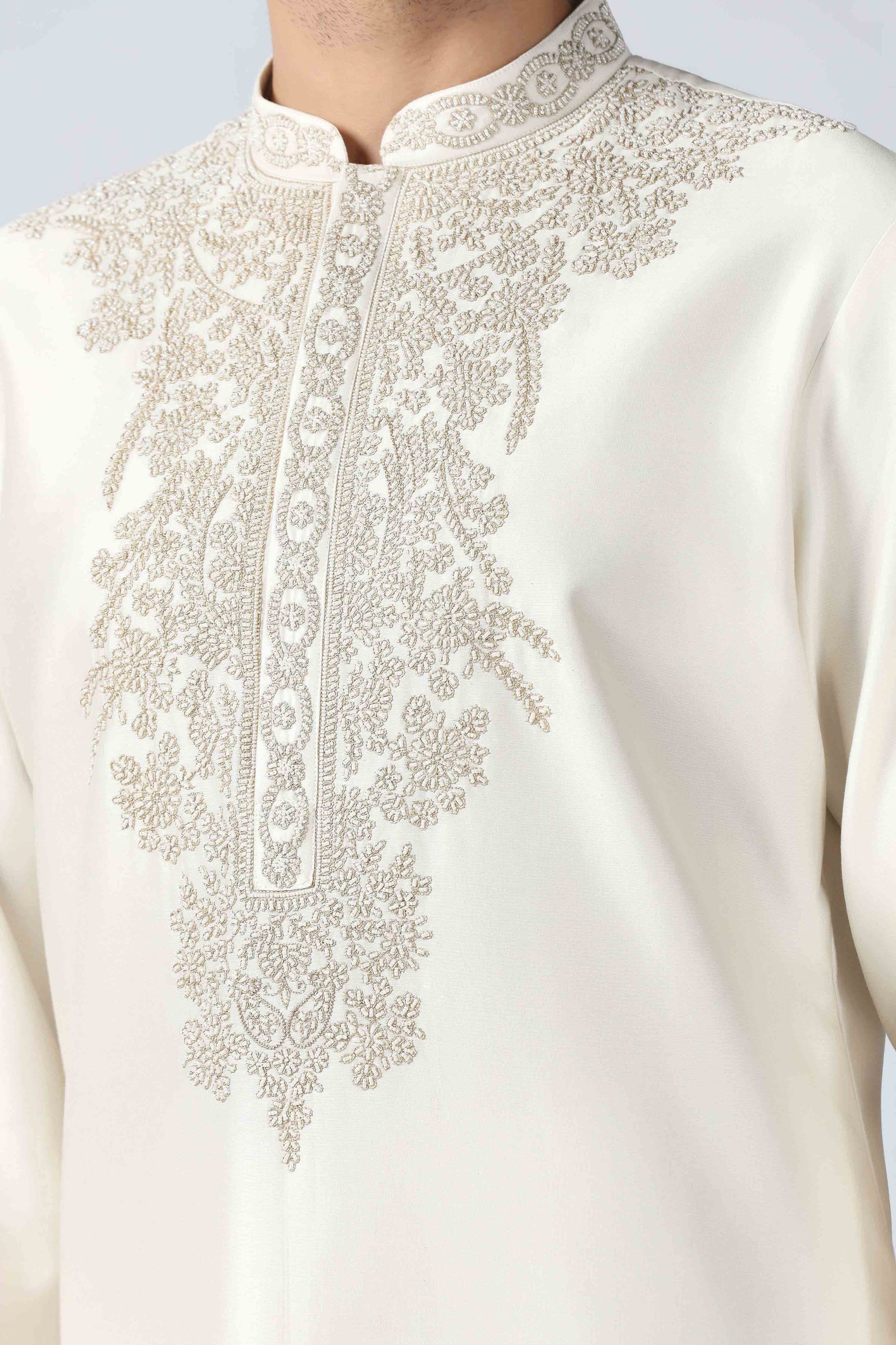 Pearl Embroidered Ivory Kurta