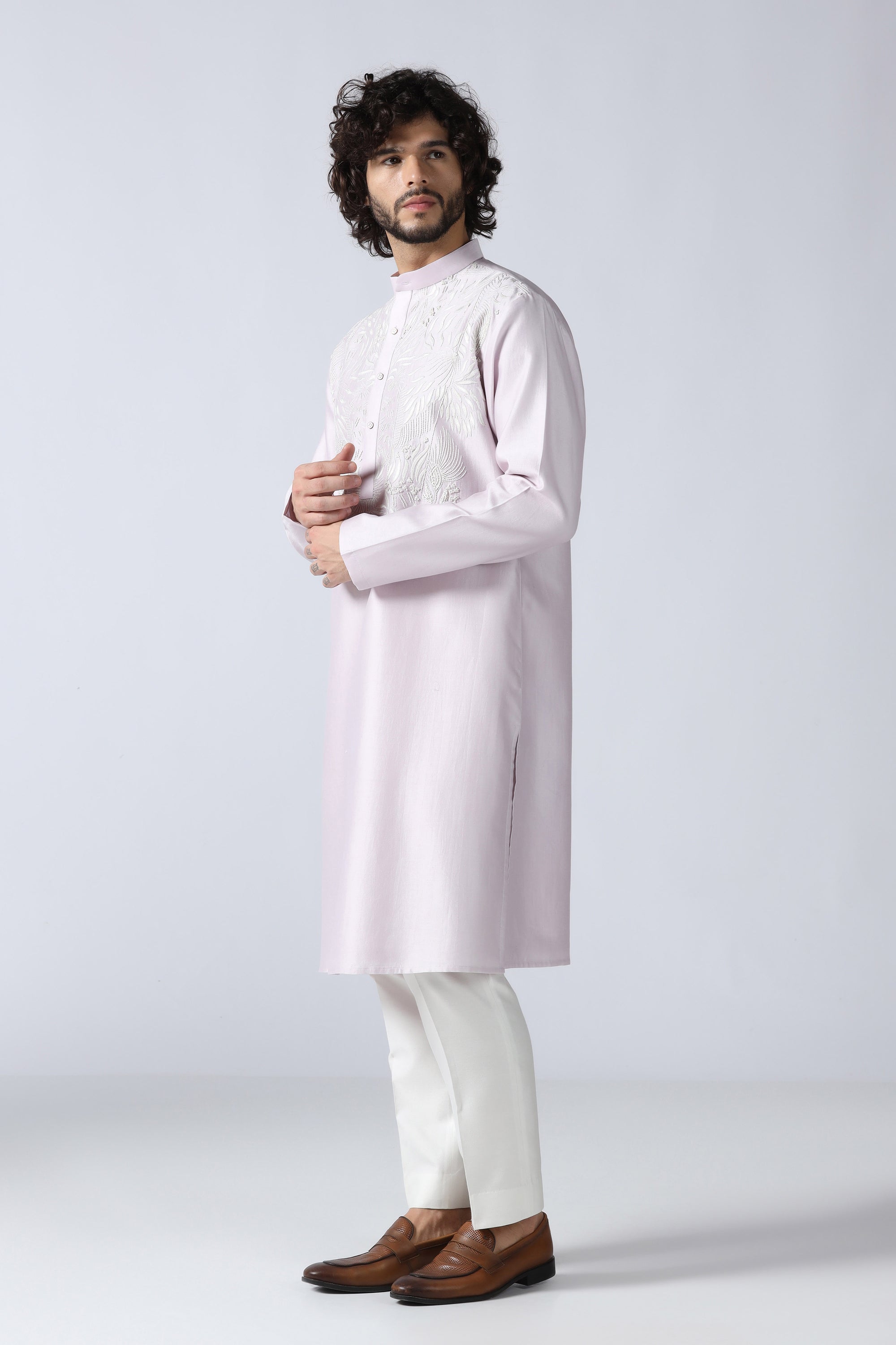 Purple Embroidered Kurta Set