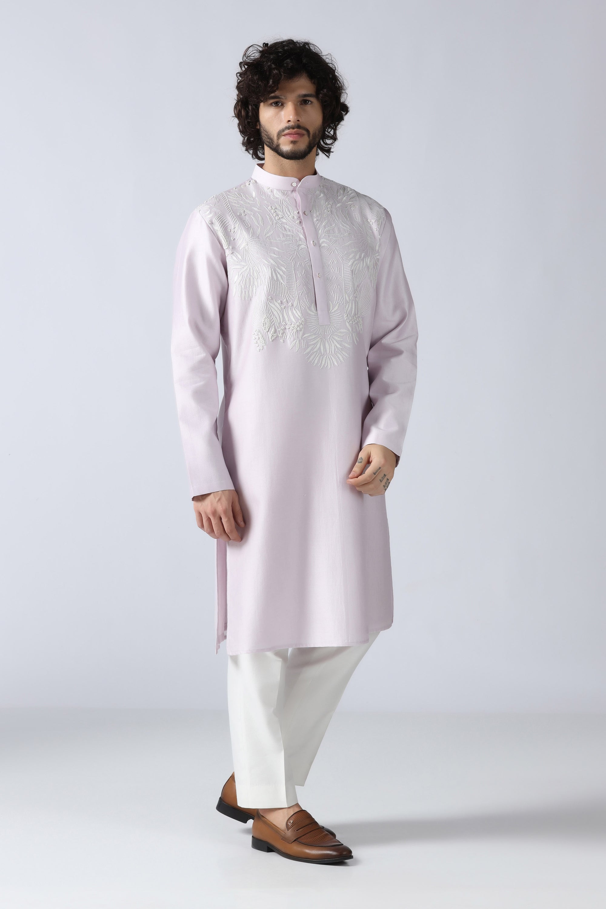 Purple Embroidered Kurta Set