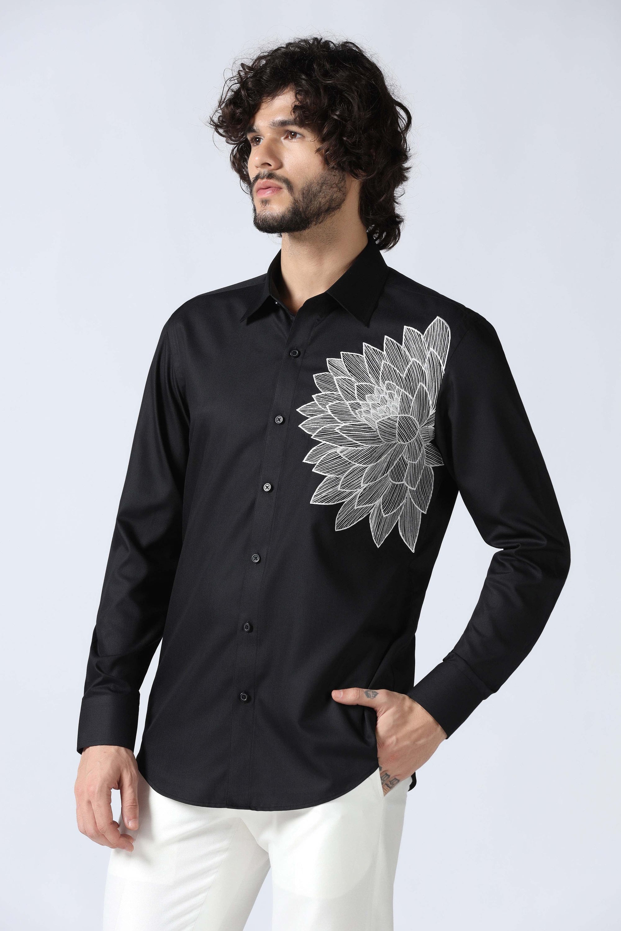 Black Floral Shirt
