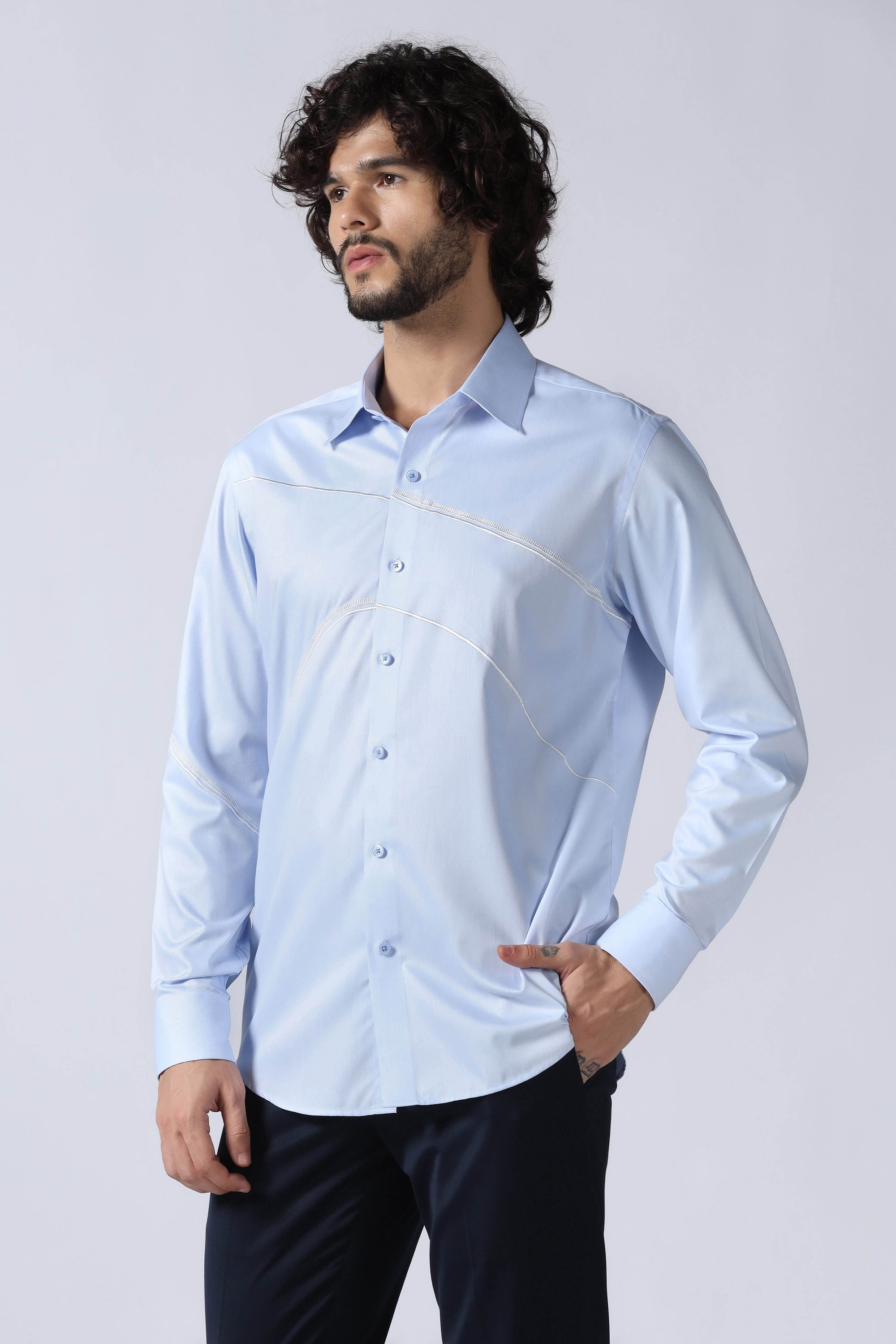 Light Blue Abstract Shirt