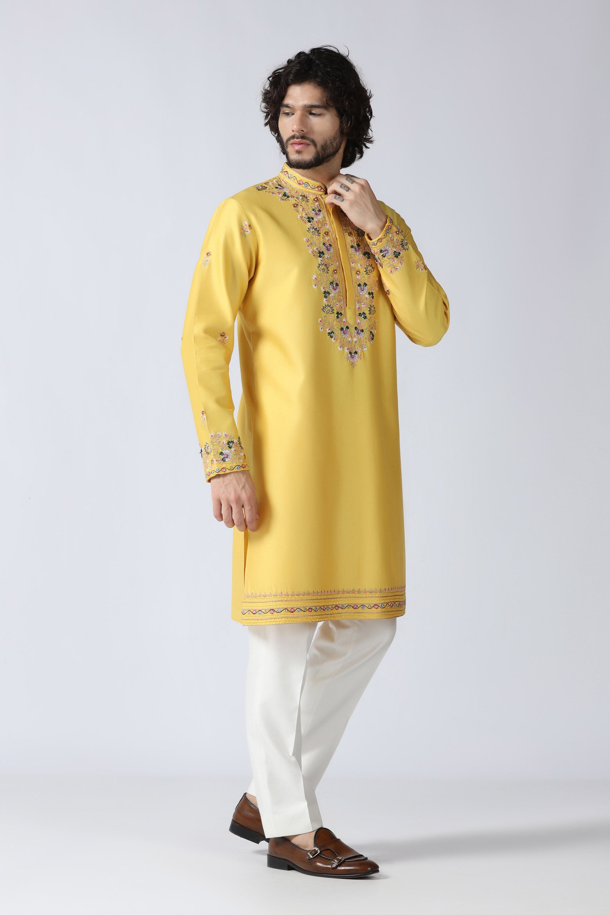 Yellow Embroidered Kurta Set
