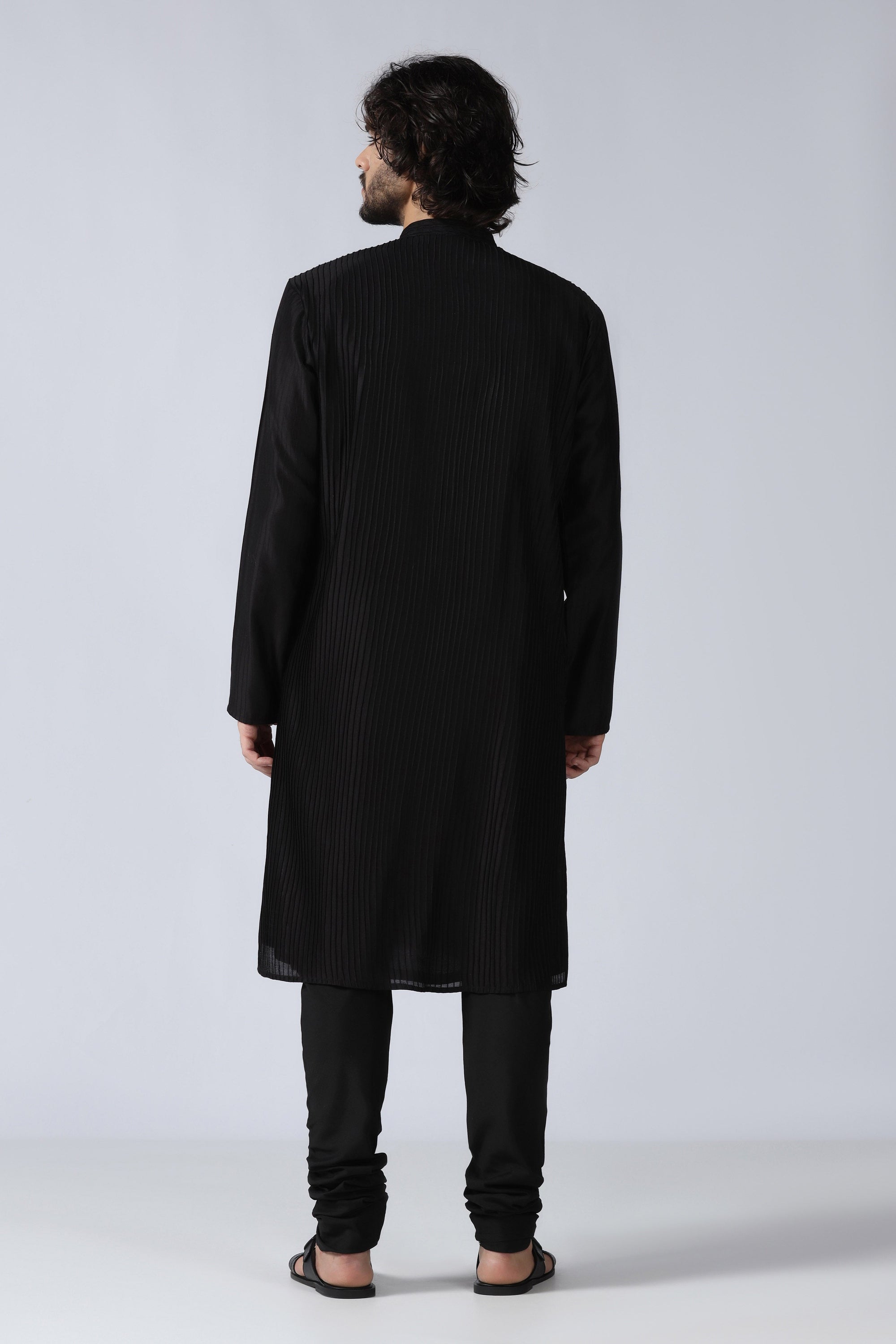 Black Pintuck Kurta Set