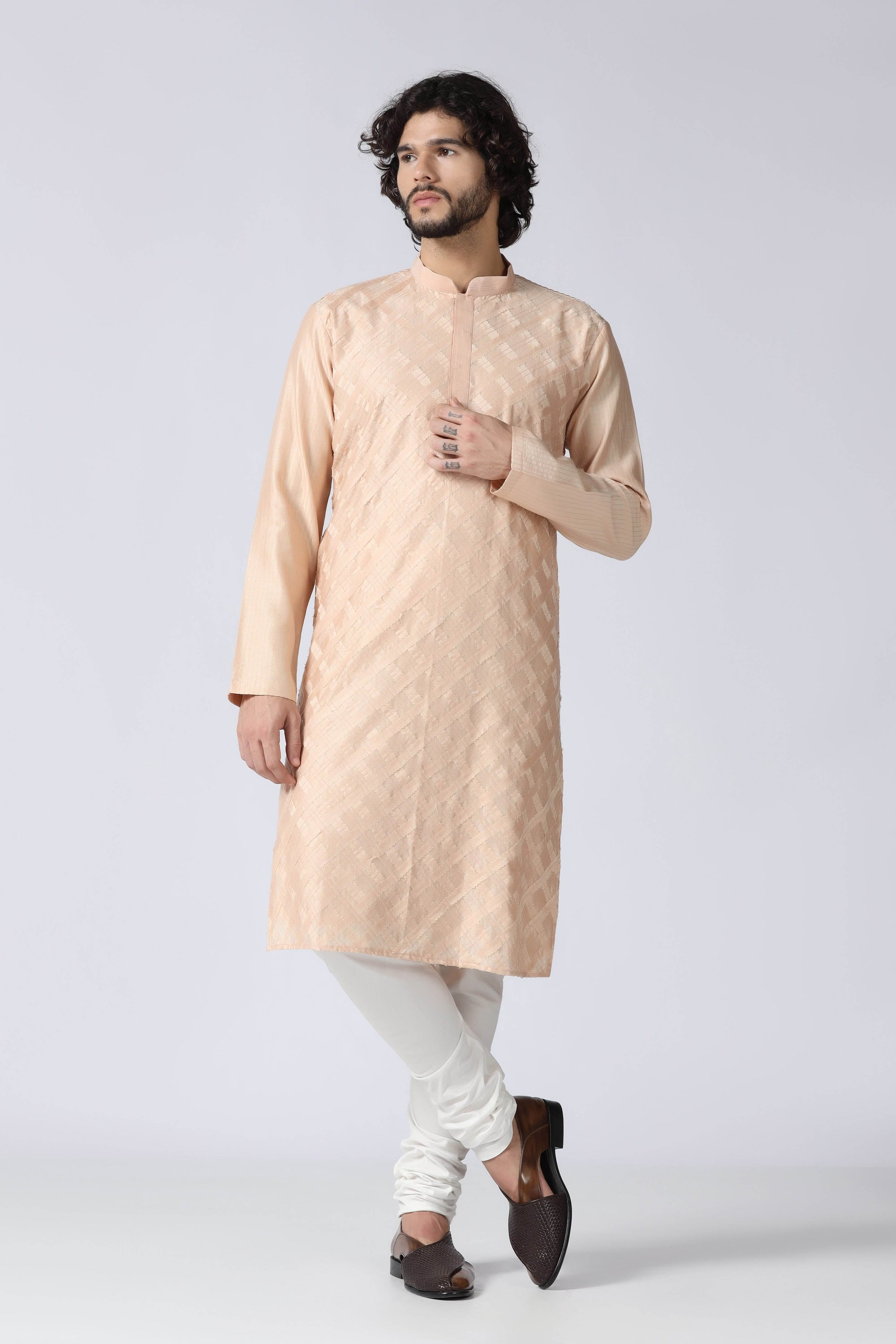 Peach Patchwork Kurta