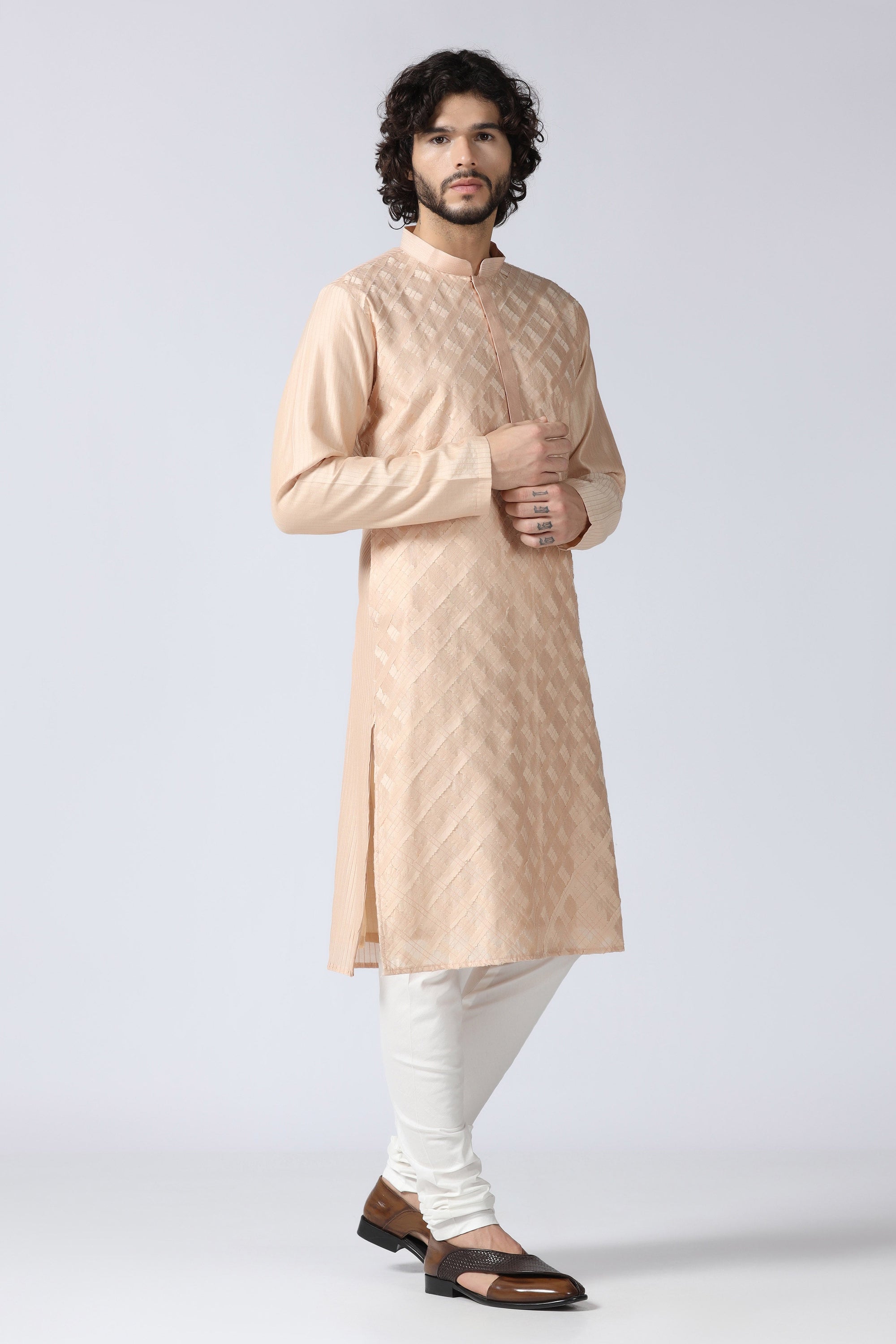 Peach Patchwork Kurta