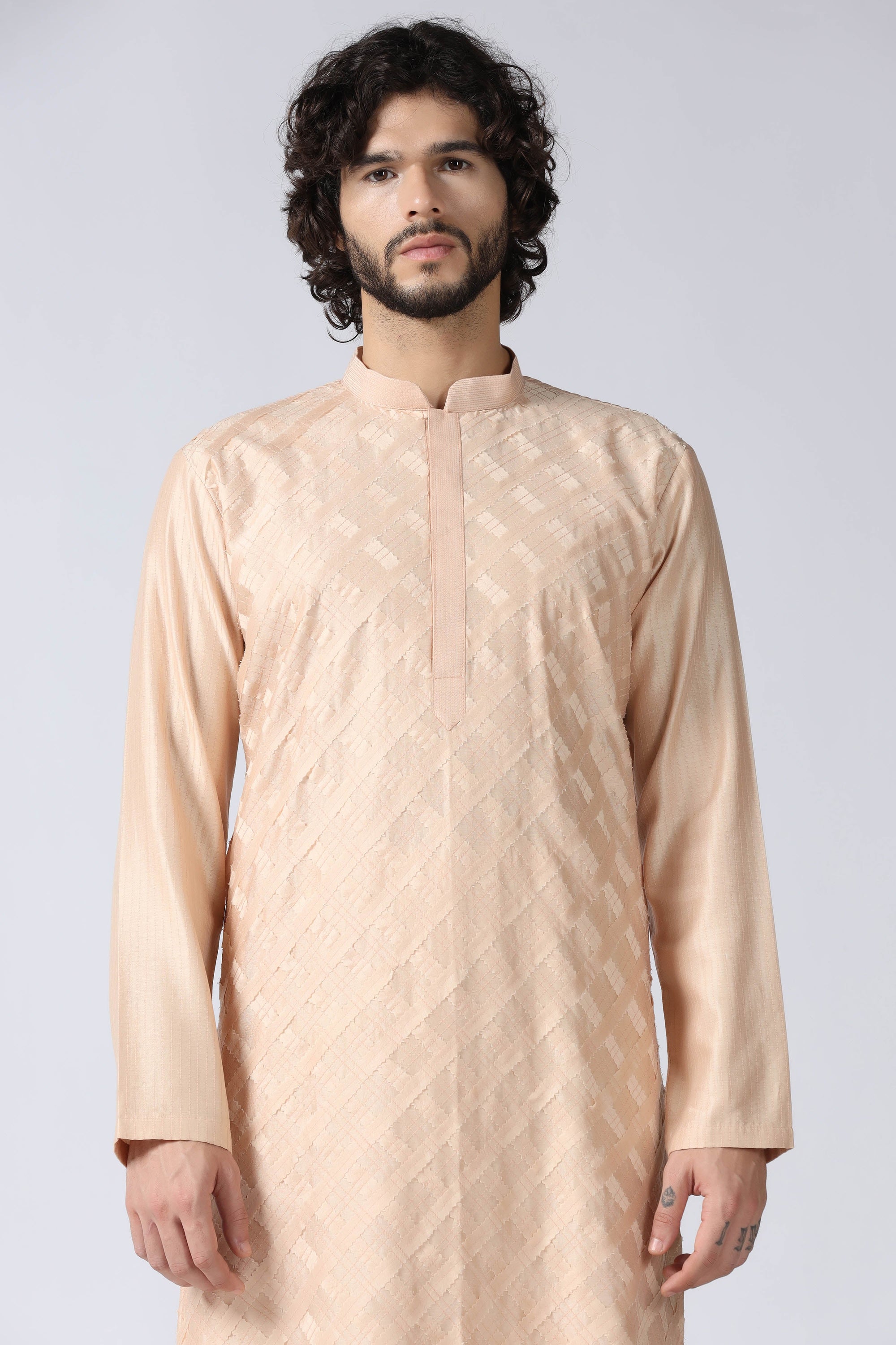 Peach Patchwork Kurta