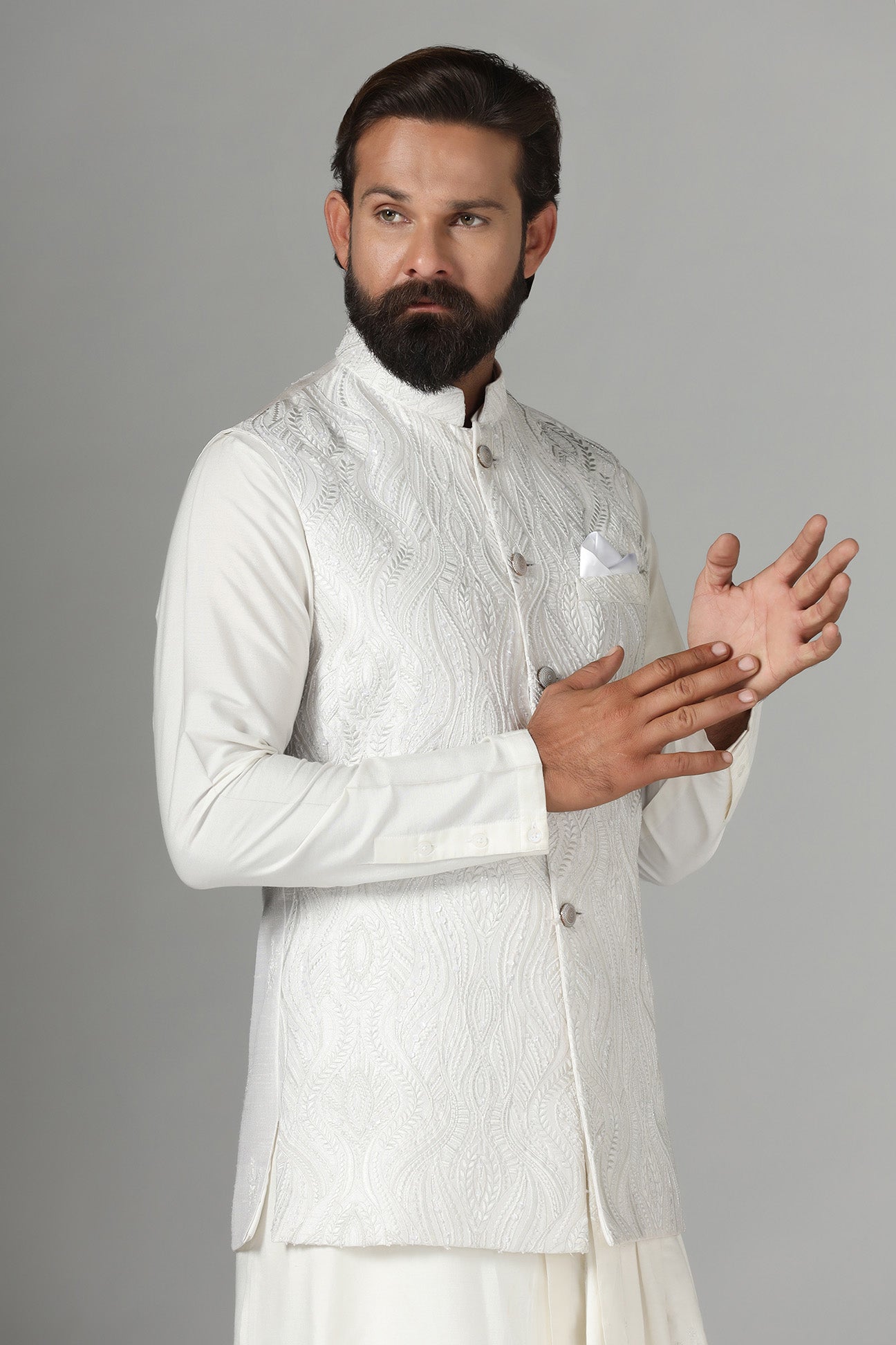 Elevate your style with our Navy Blue velvet Nehru jacket. Shop Now!