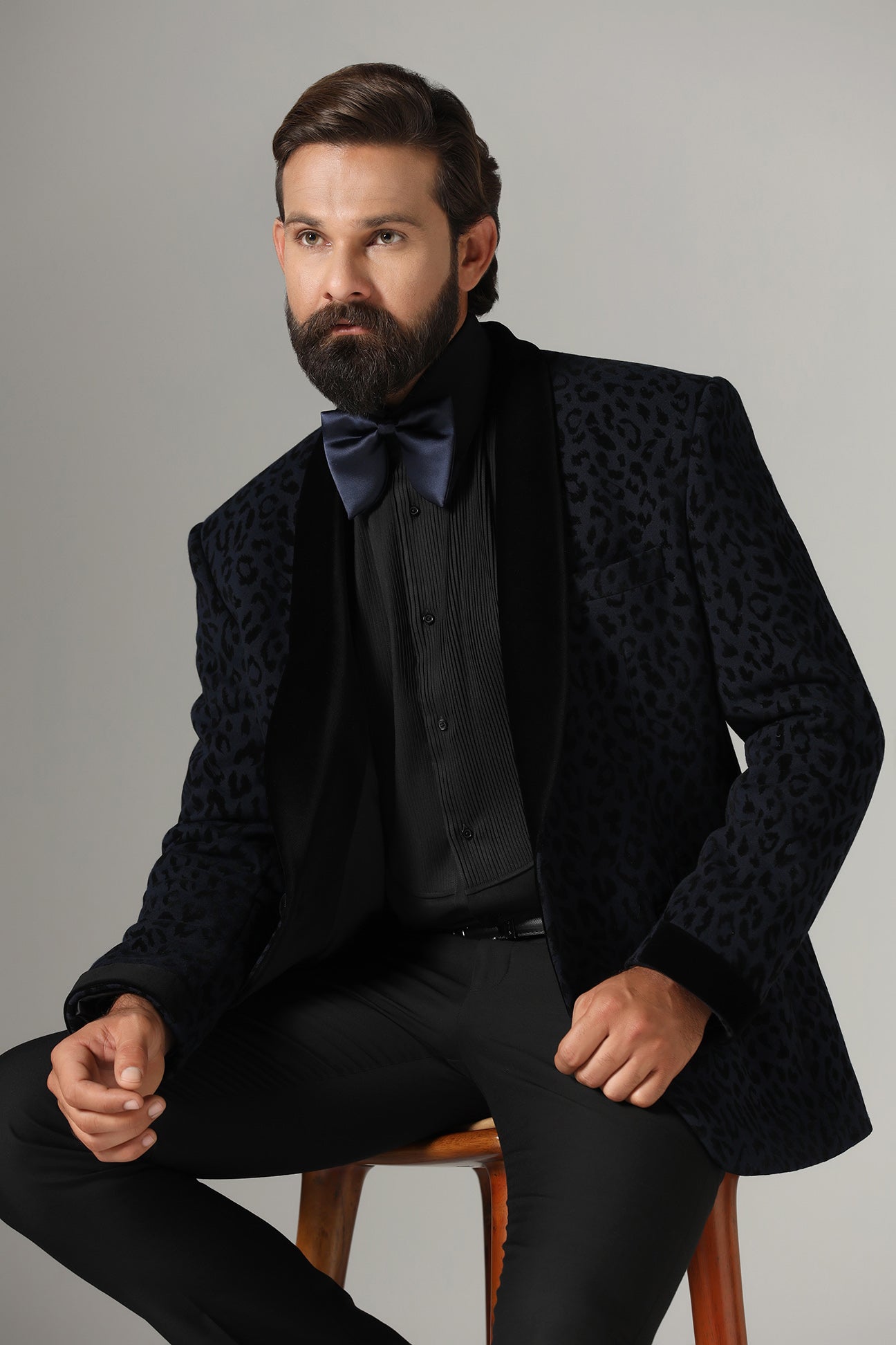 Distinguished elegance in our Textured Navy Blue Tuxedo. Shop Now!