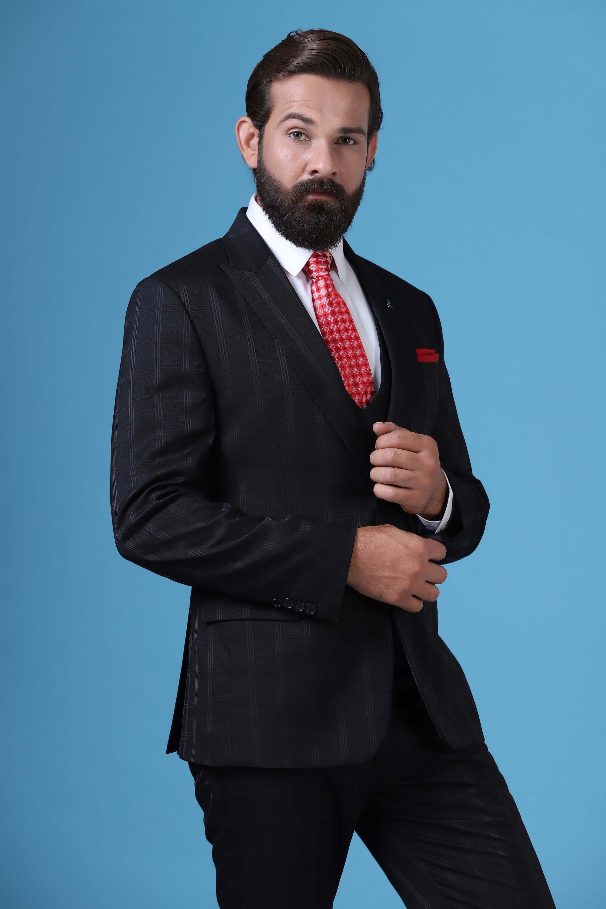 Elevate your style with our luxurious checked suit. Shop now!