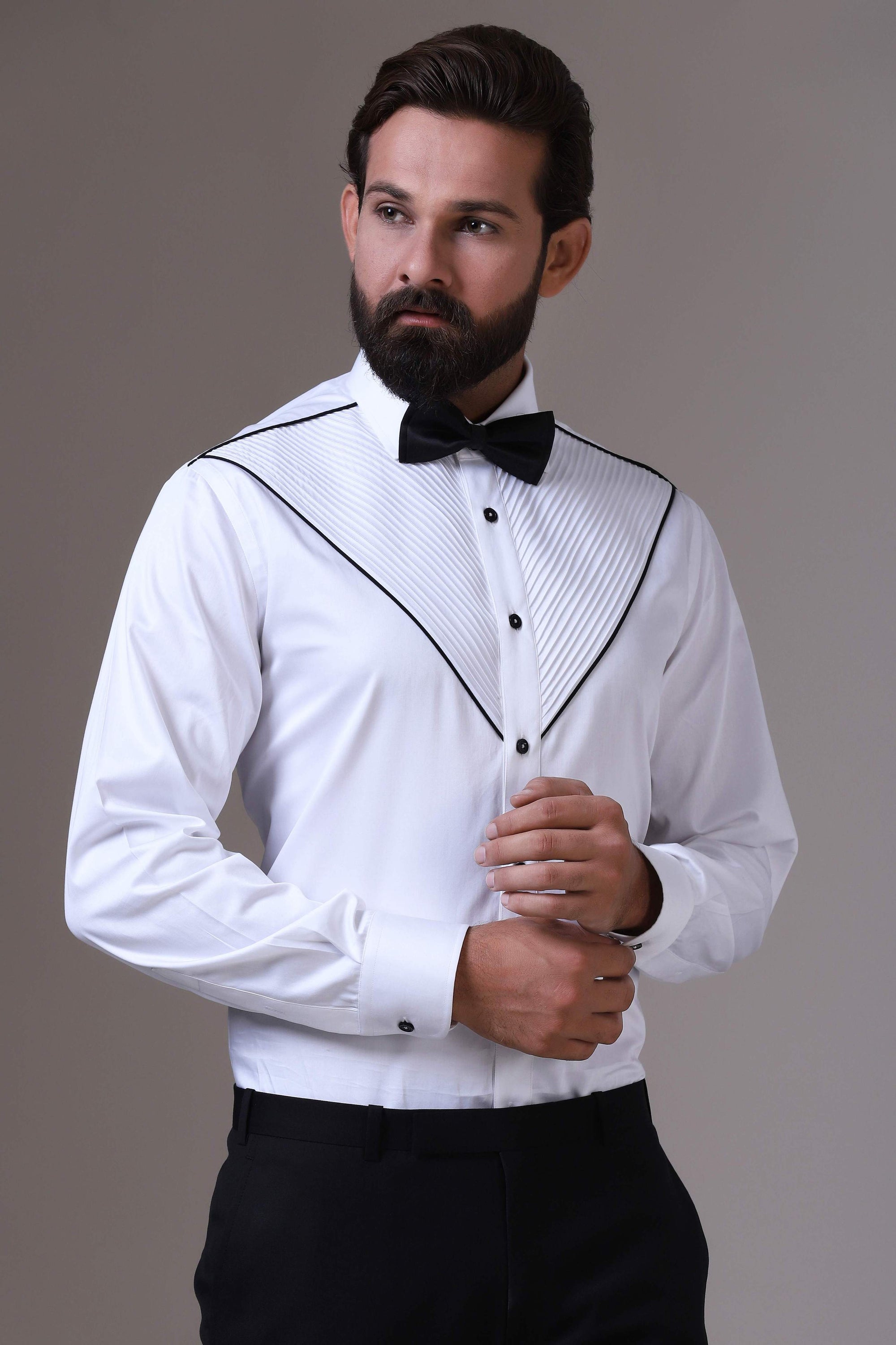 Step into sophistication with the Contemporary Tuxedo Shirt. Shop Now!
